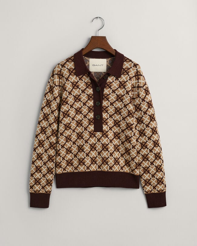 G Patterned jacquard-gebreide polosweater