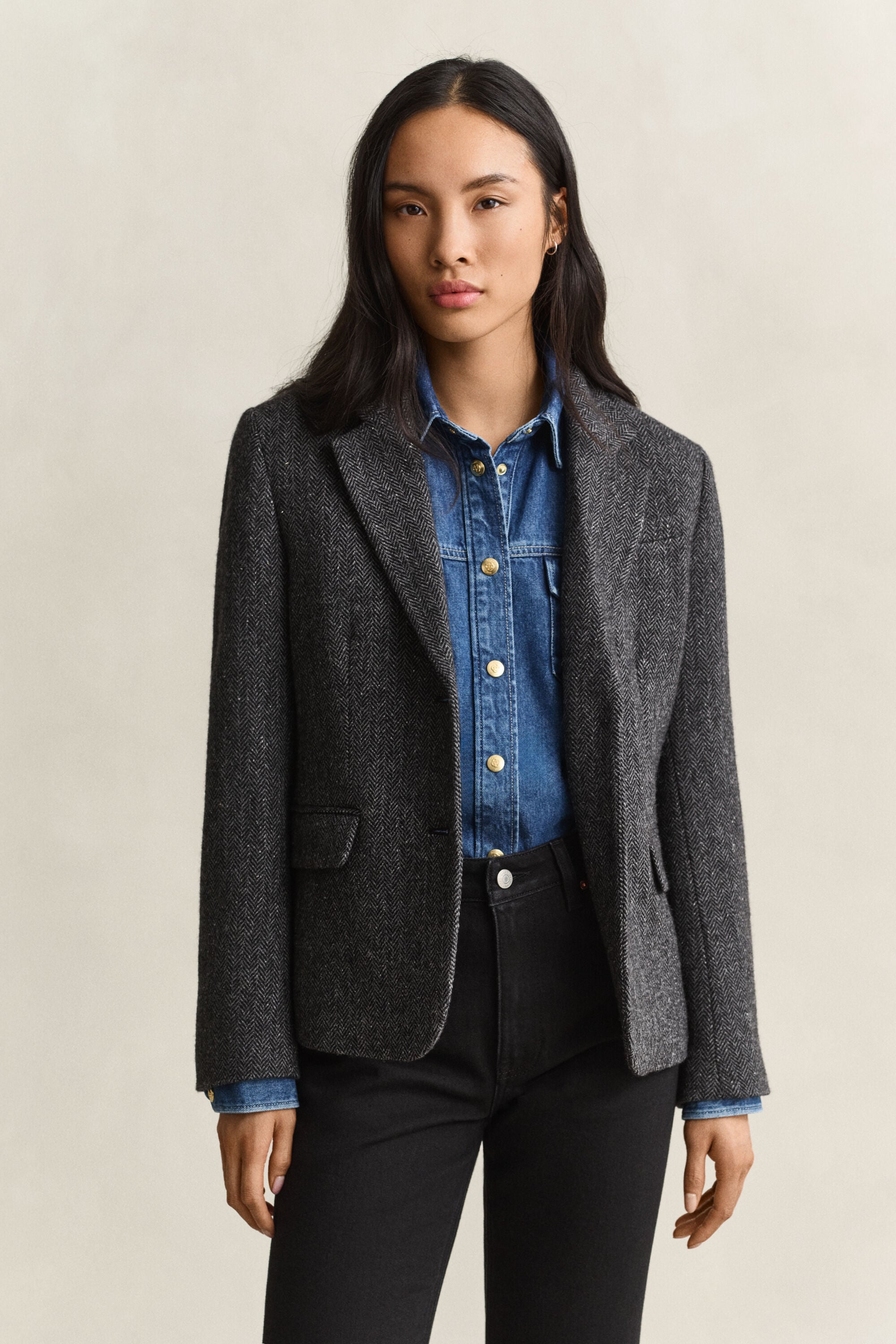 Blazer met visgraatmotief