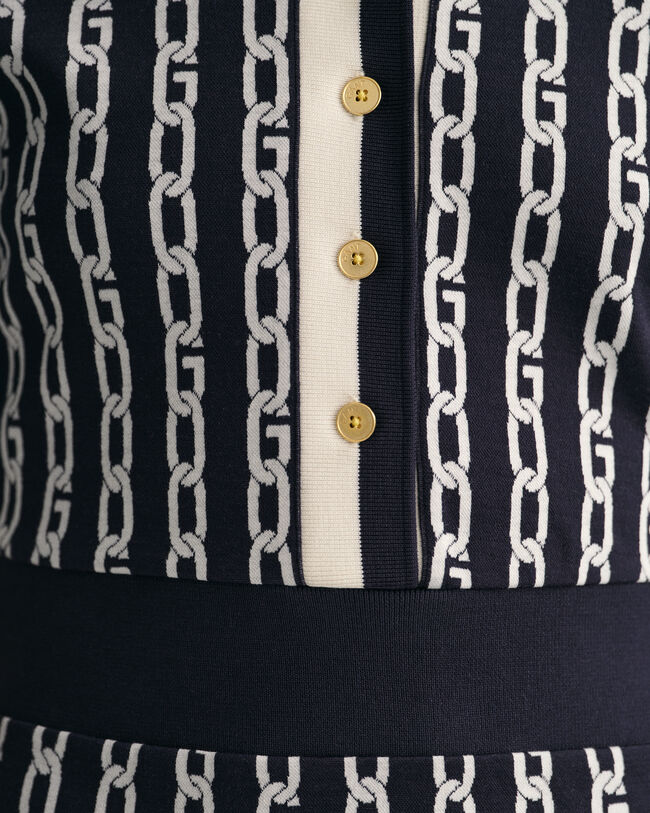Chain jacquard polojurk met halflange mouwen