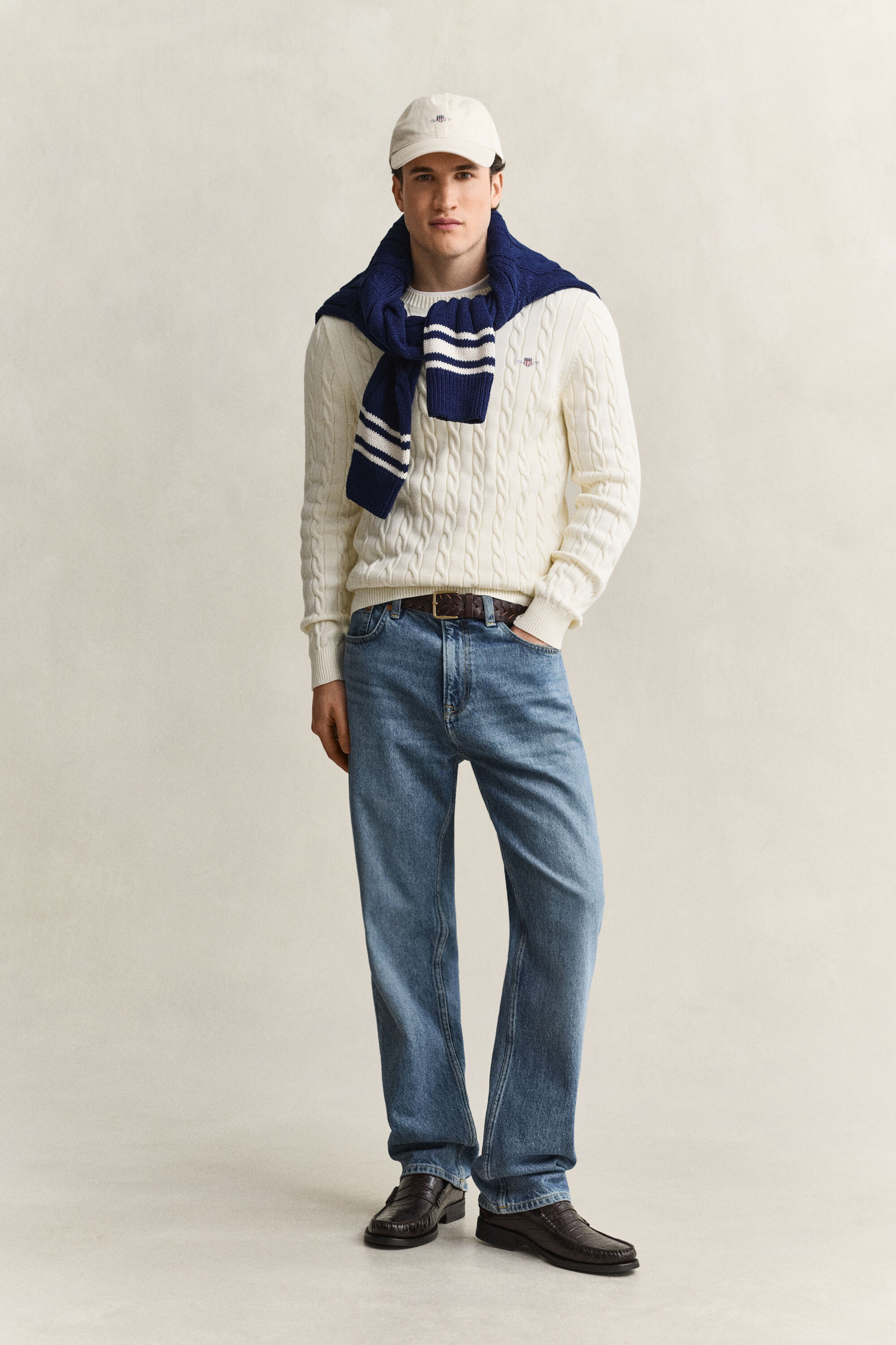 Pull col rond en maille de coton torsadée
