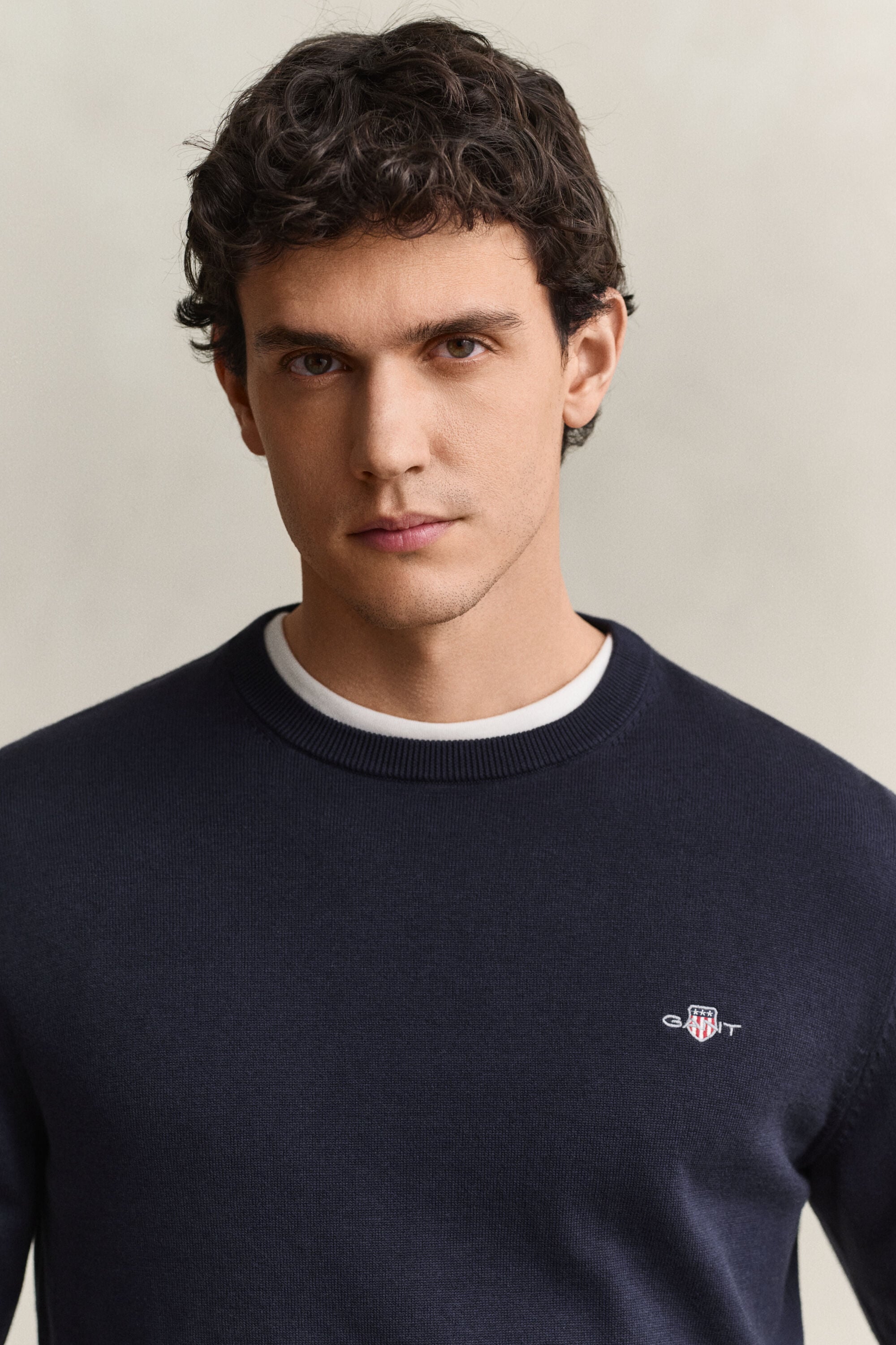 Pull col rond en coton classique