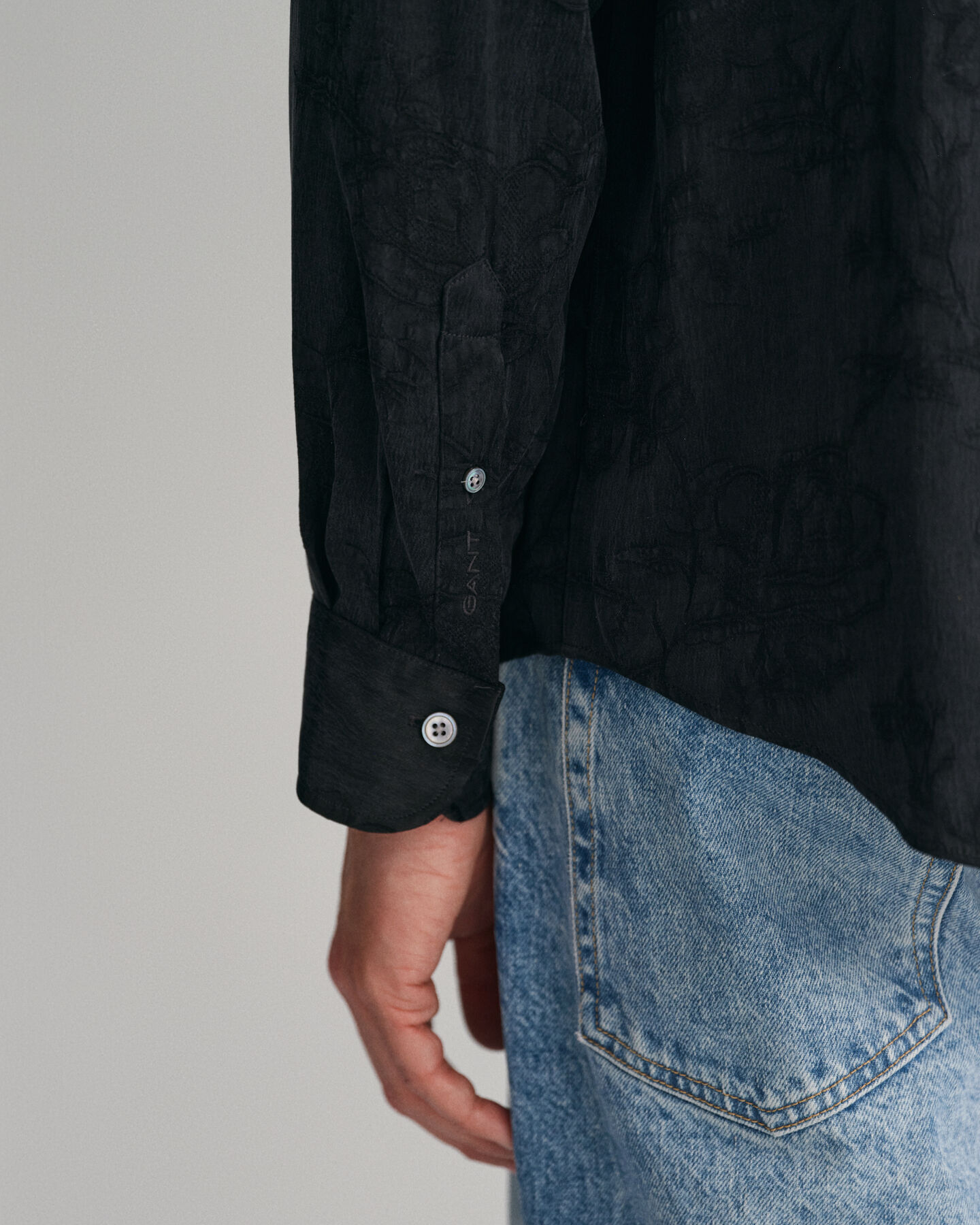 Relaxed Fit jacquard hemd van cupro-viscosemix