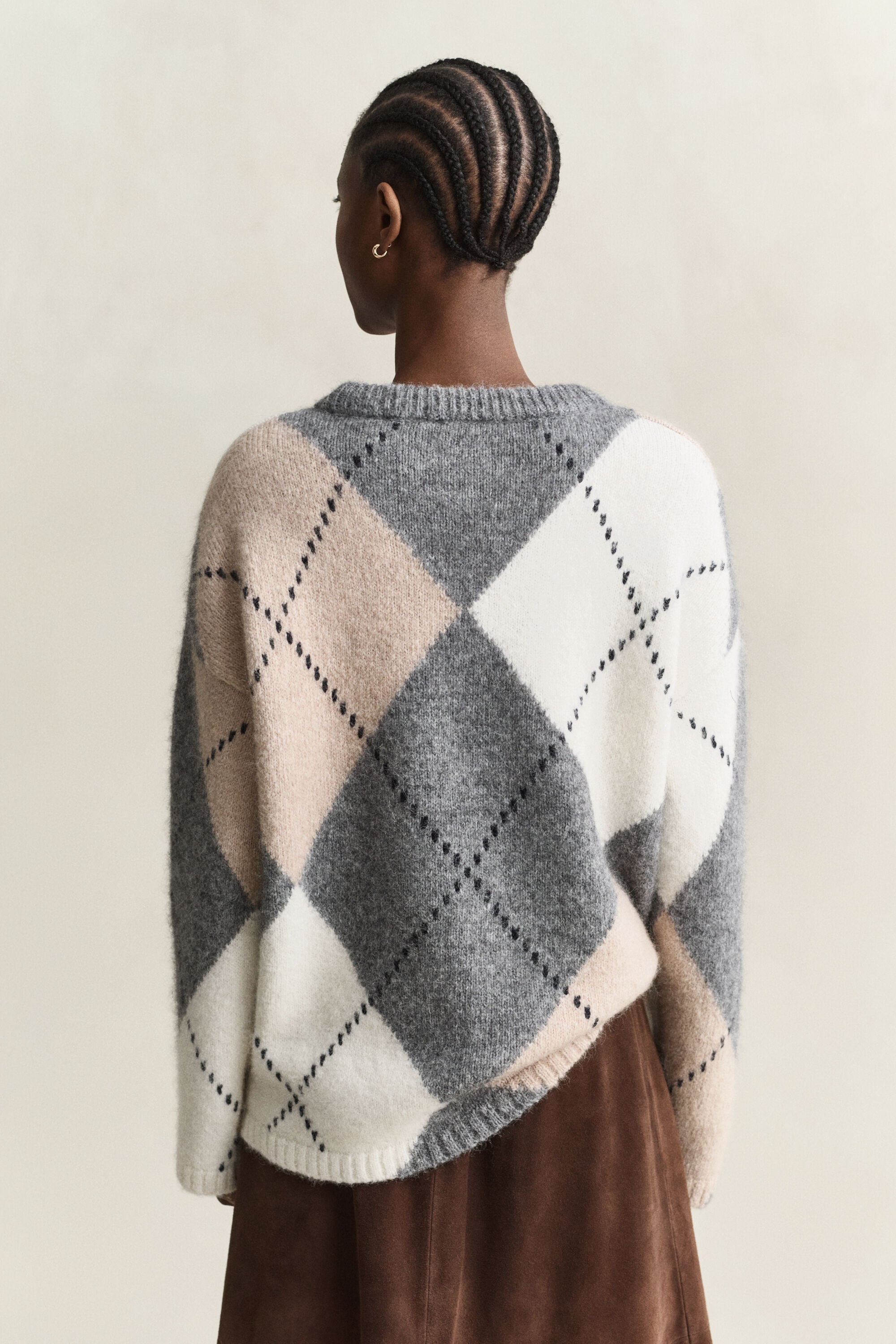 Pull en laine d’alpaga mélangée à motif argyle