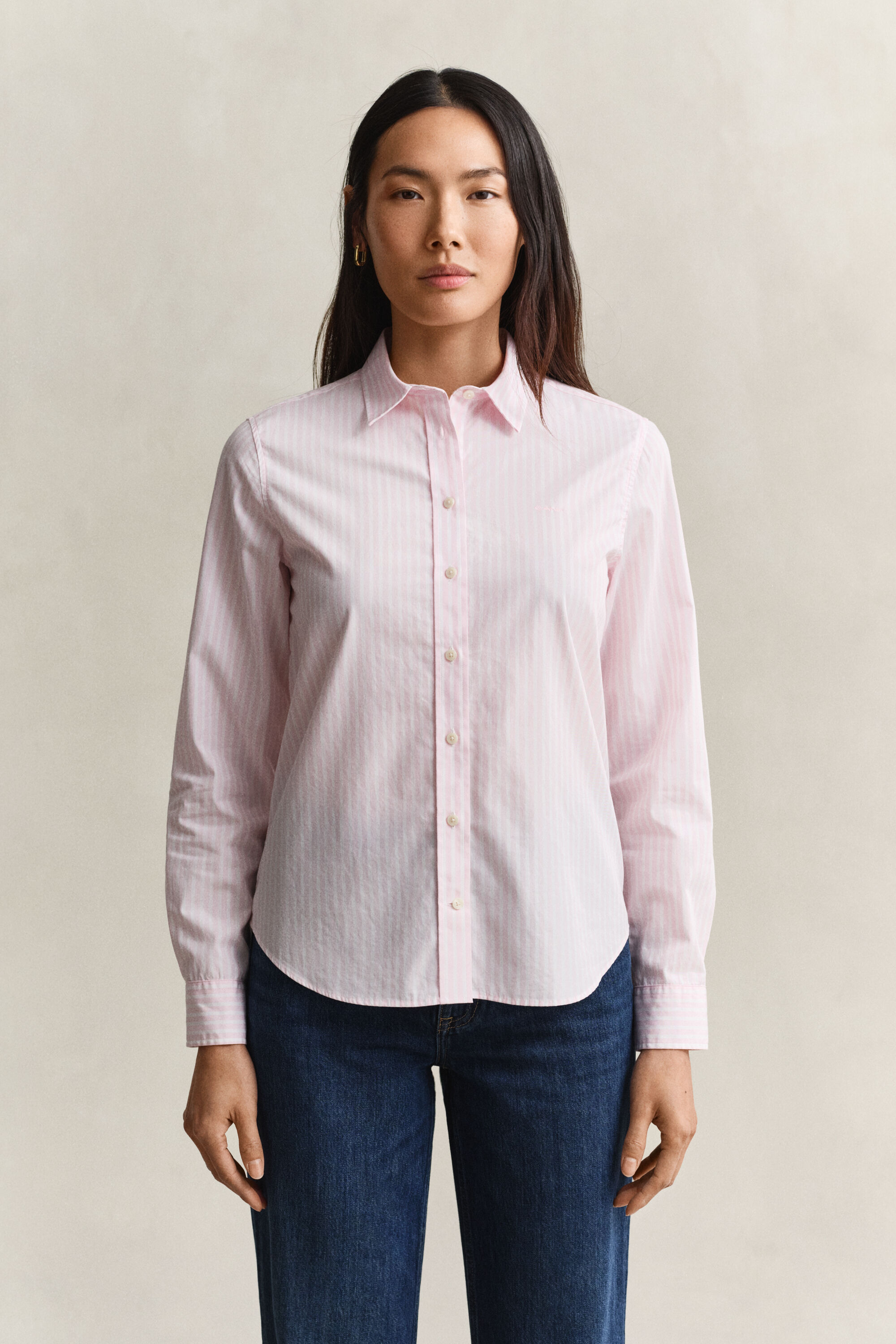 Classic Regular gestreept poplin hemd