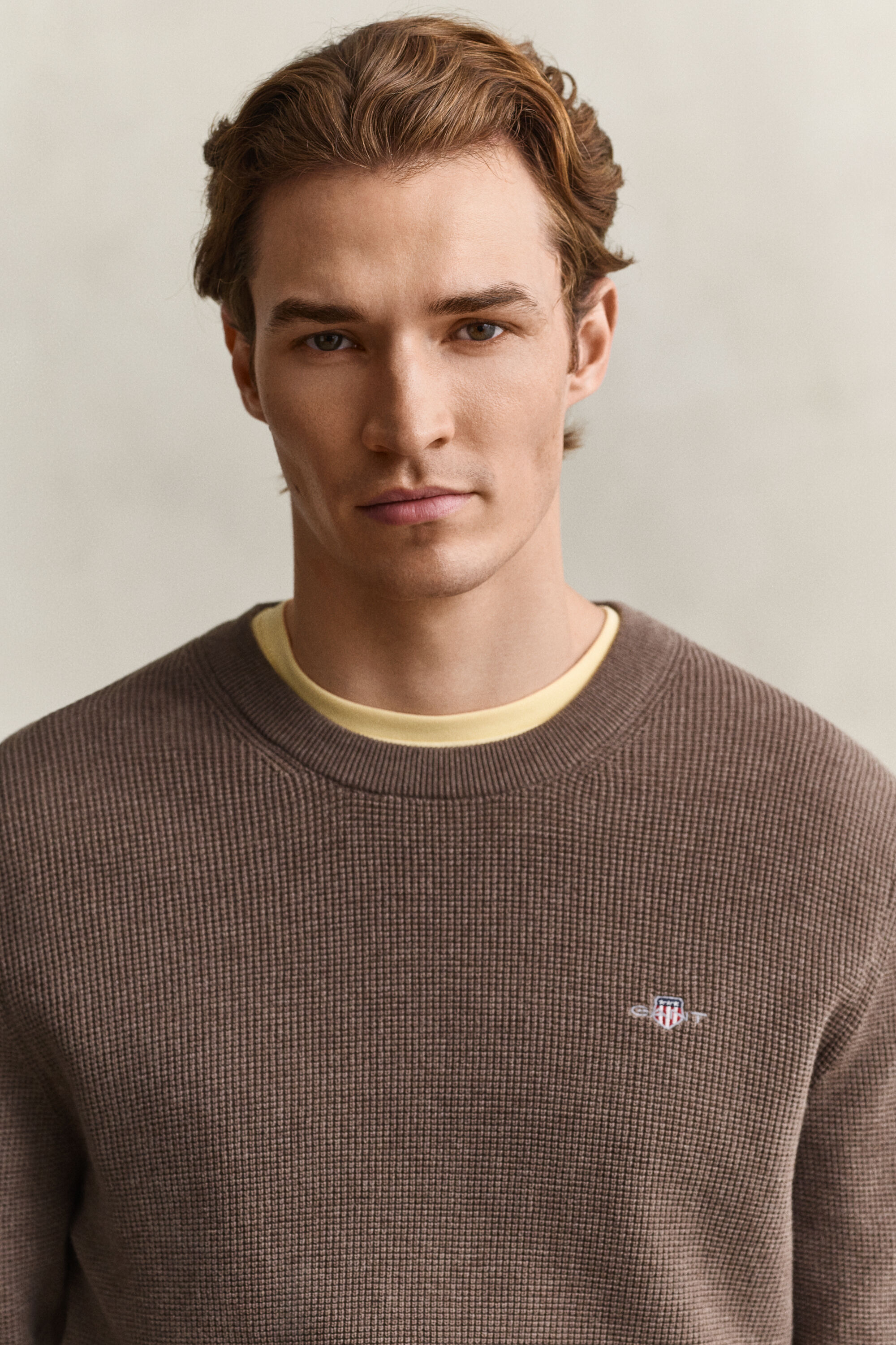 Pull col rond en coton texturé