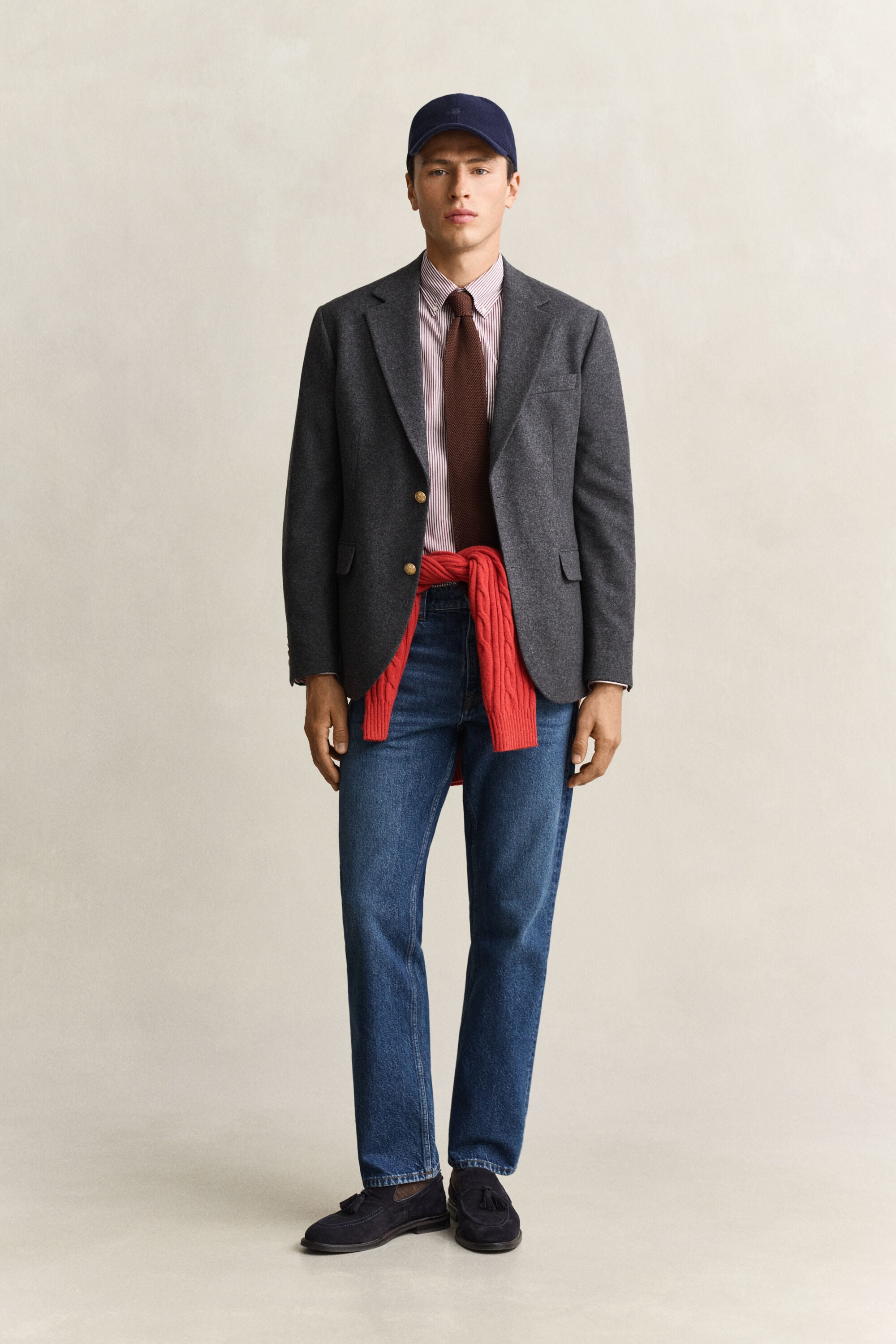 Club blazer van wollen flanel