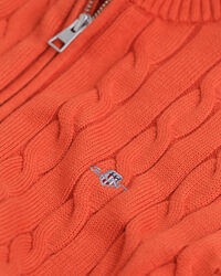 Teens kabelgebreide trui met korte rits van katoen