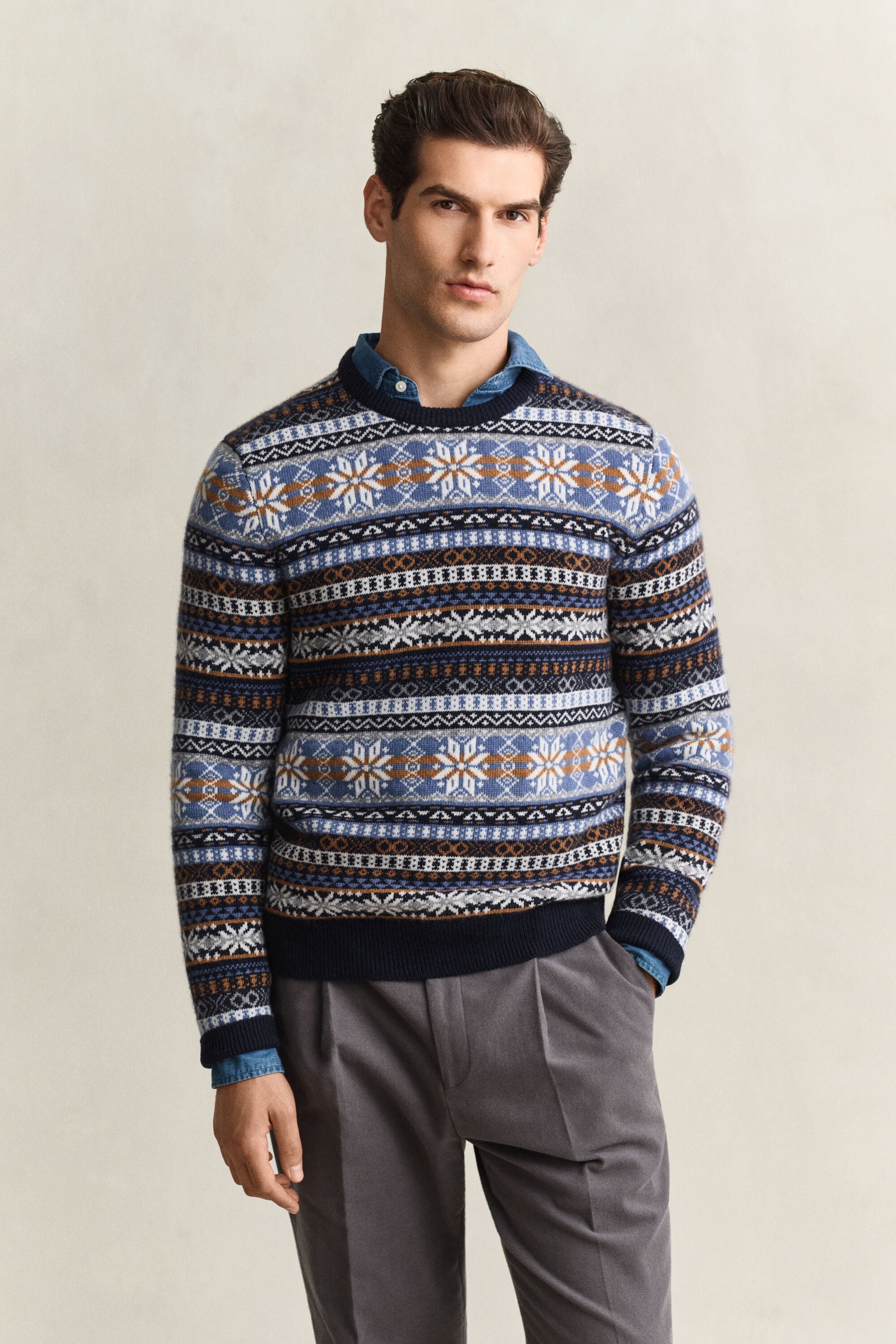 Fair Isle trui met ronde hals