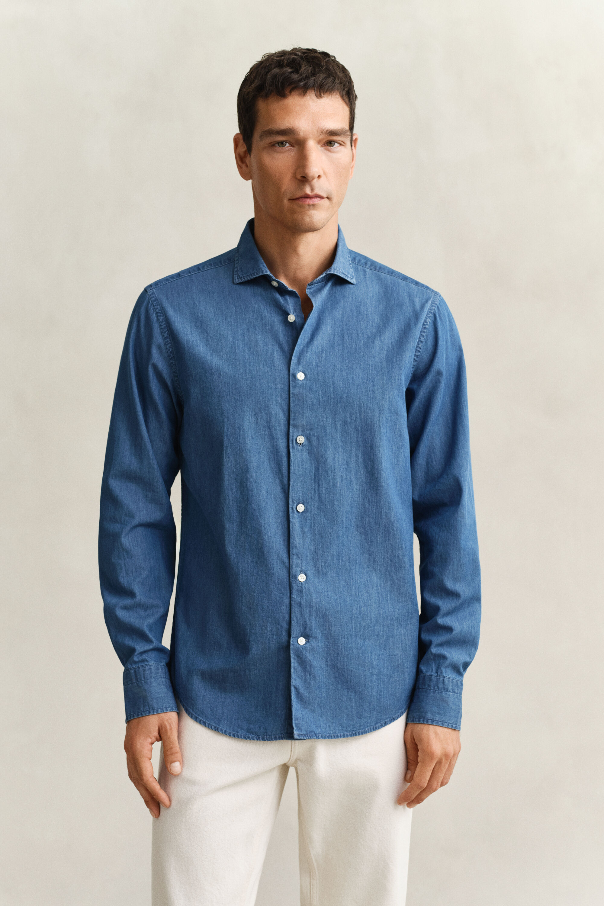 Indigo overhemd van keperstof