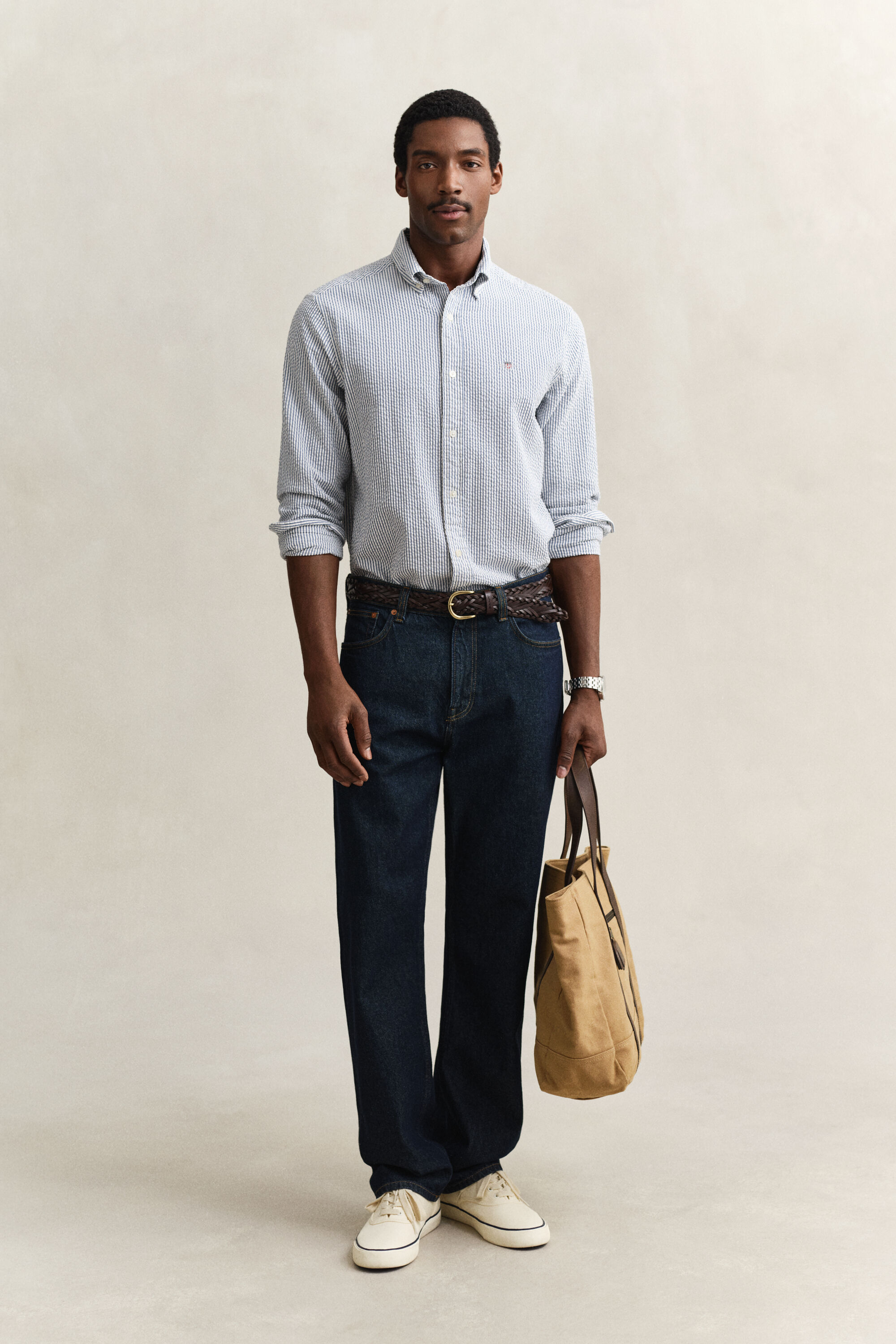 Chemise coupe regular à rayures en Seersucker