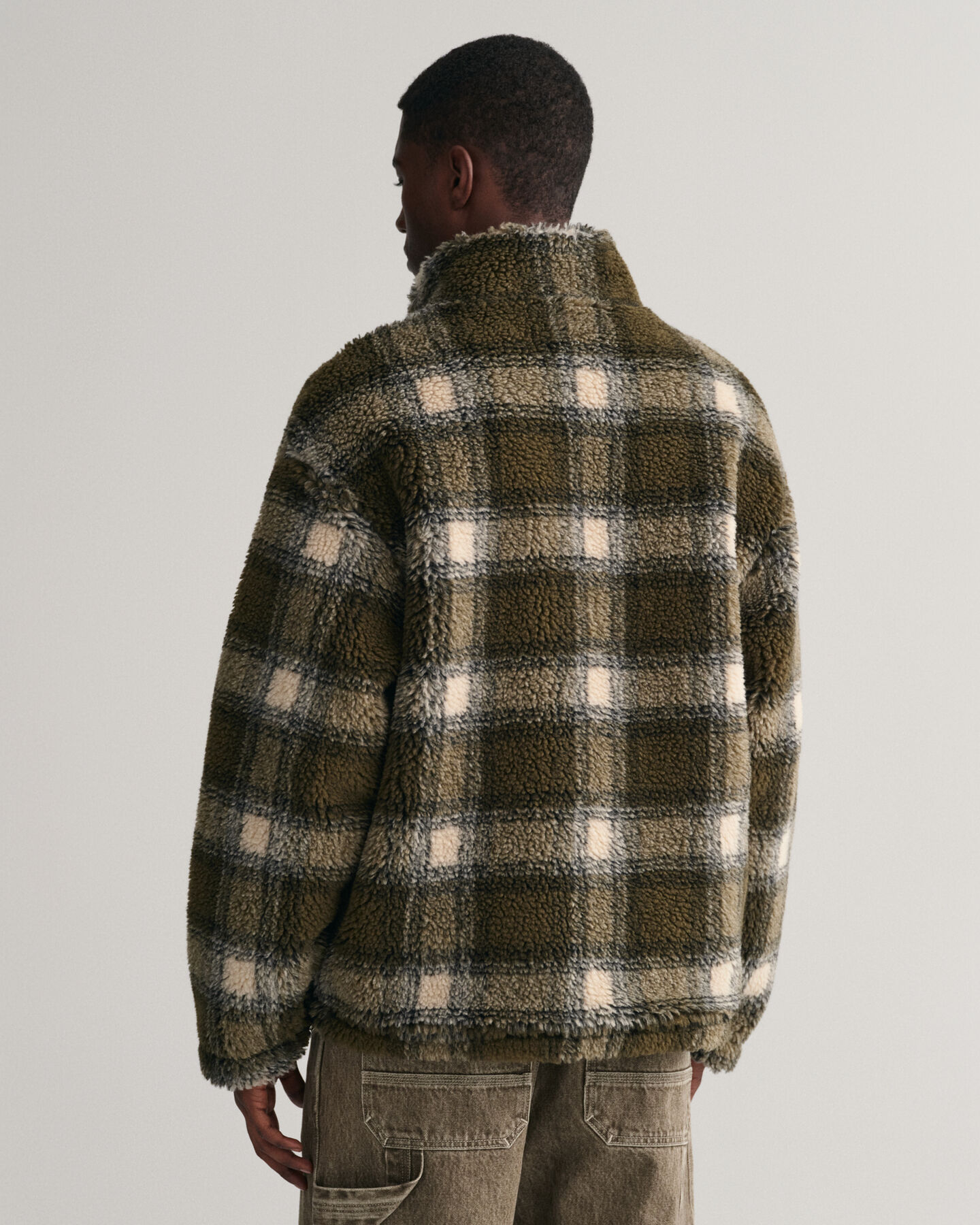 Veste zippée en polaire à carreaux