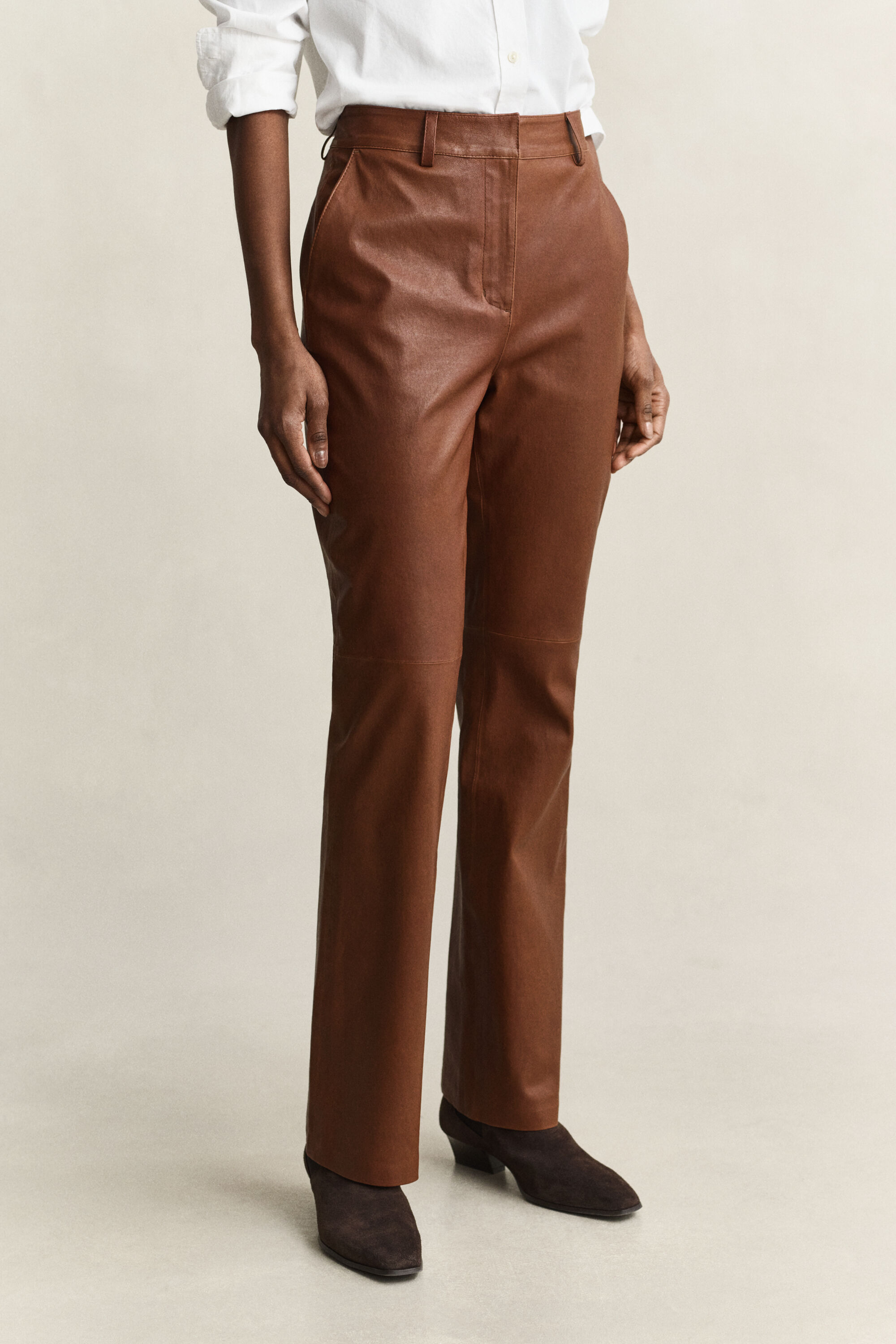 Pantalon évasé en cuir