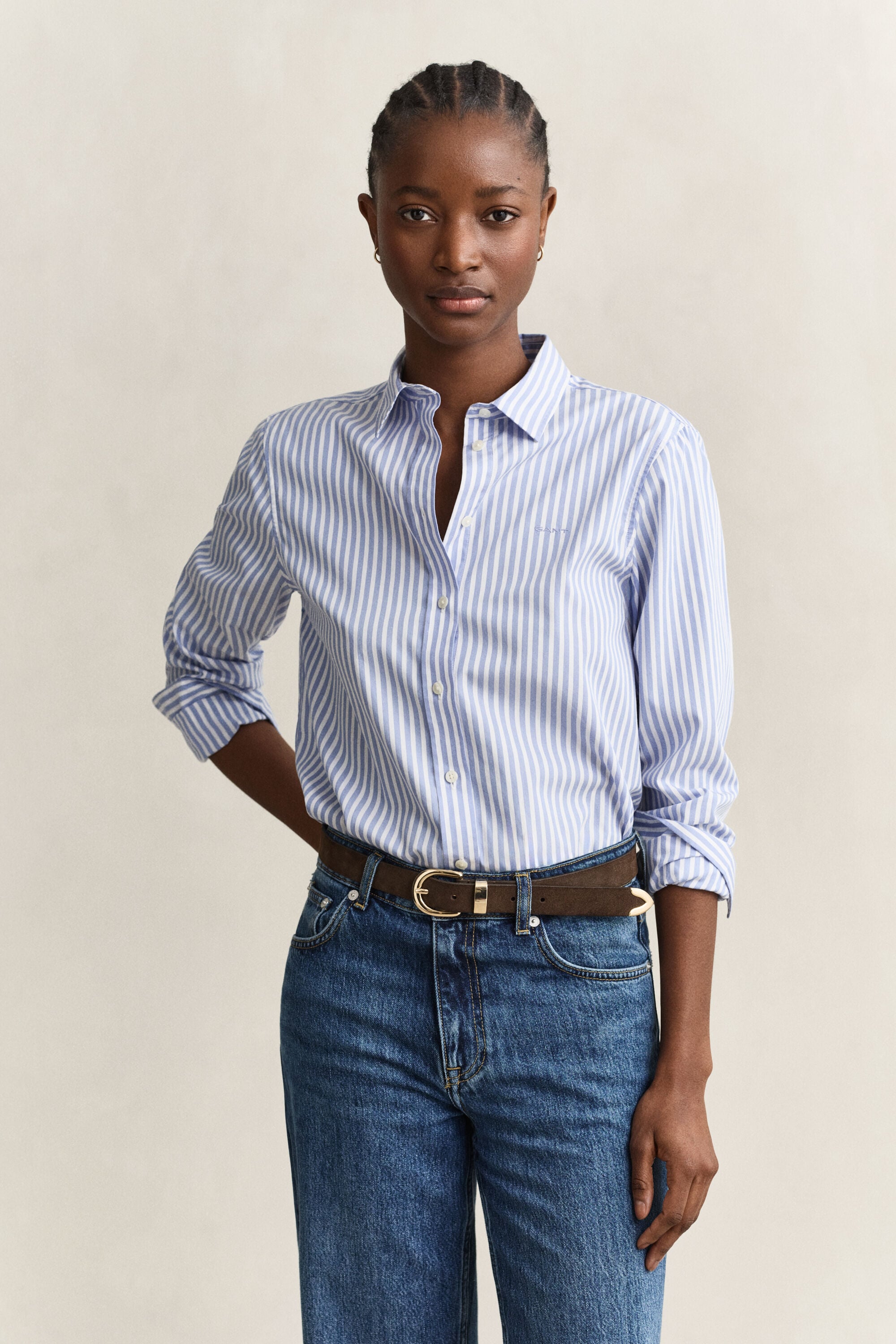 Regular Fit Classic gestreept overhemd van poplin