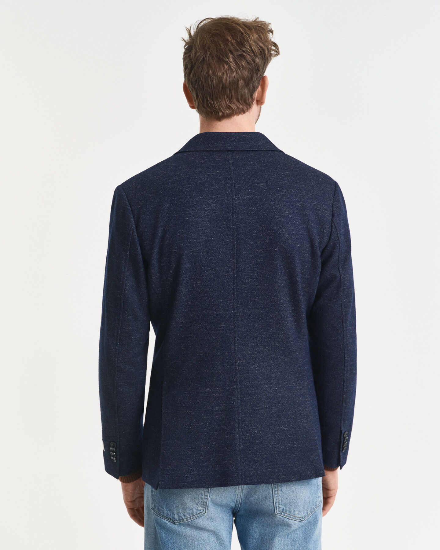 Tweekleurige jersey jas van wol en katoen