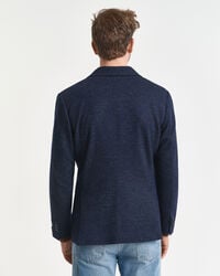 Tweekleurige jersey jas van wol en katoen