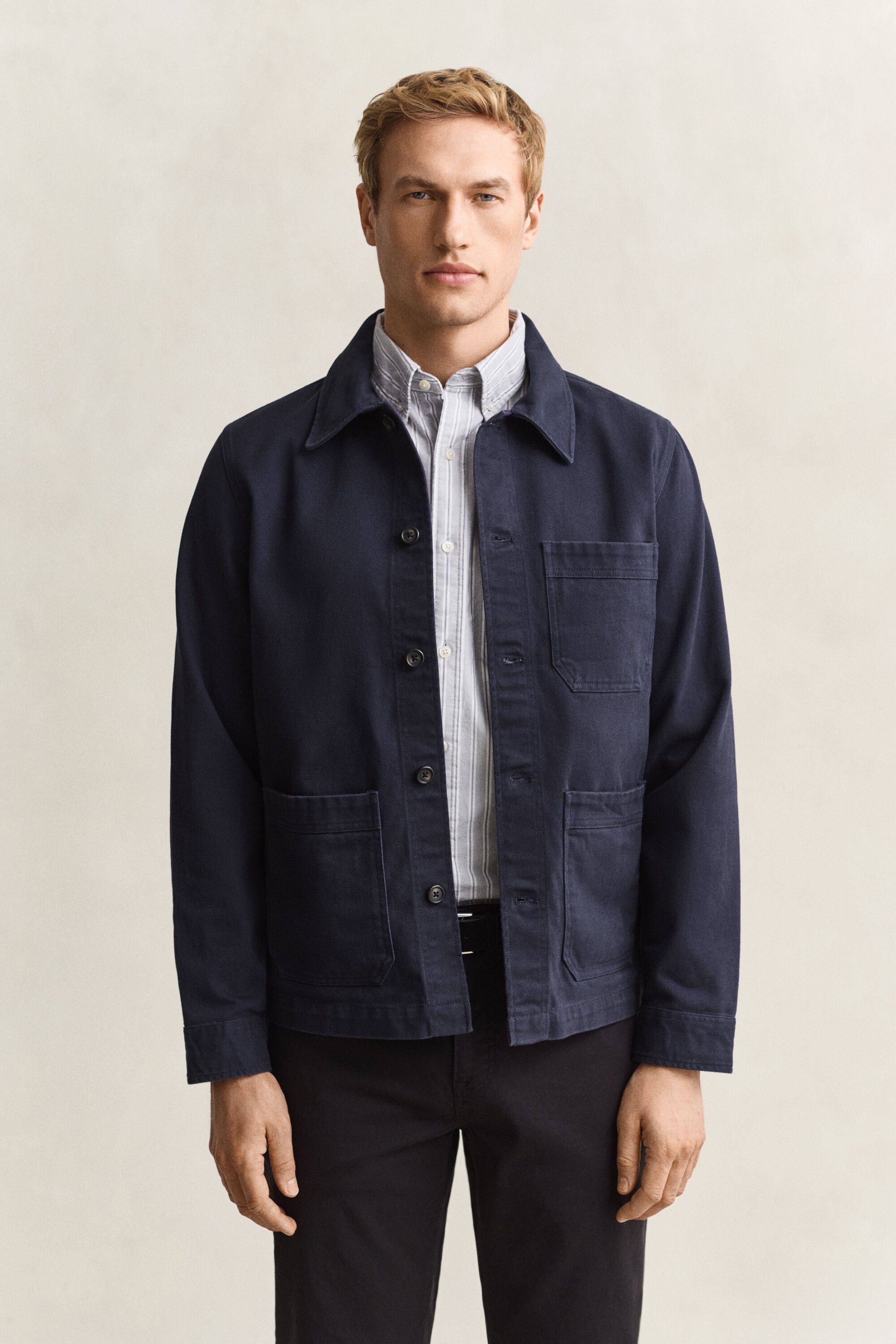 Overshirt van geborstelde keper