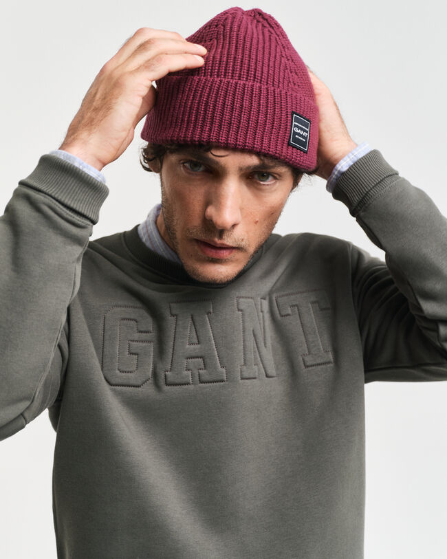 Sweatshirt met ronde hals en gebosseleerd logo