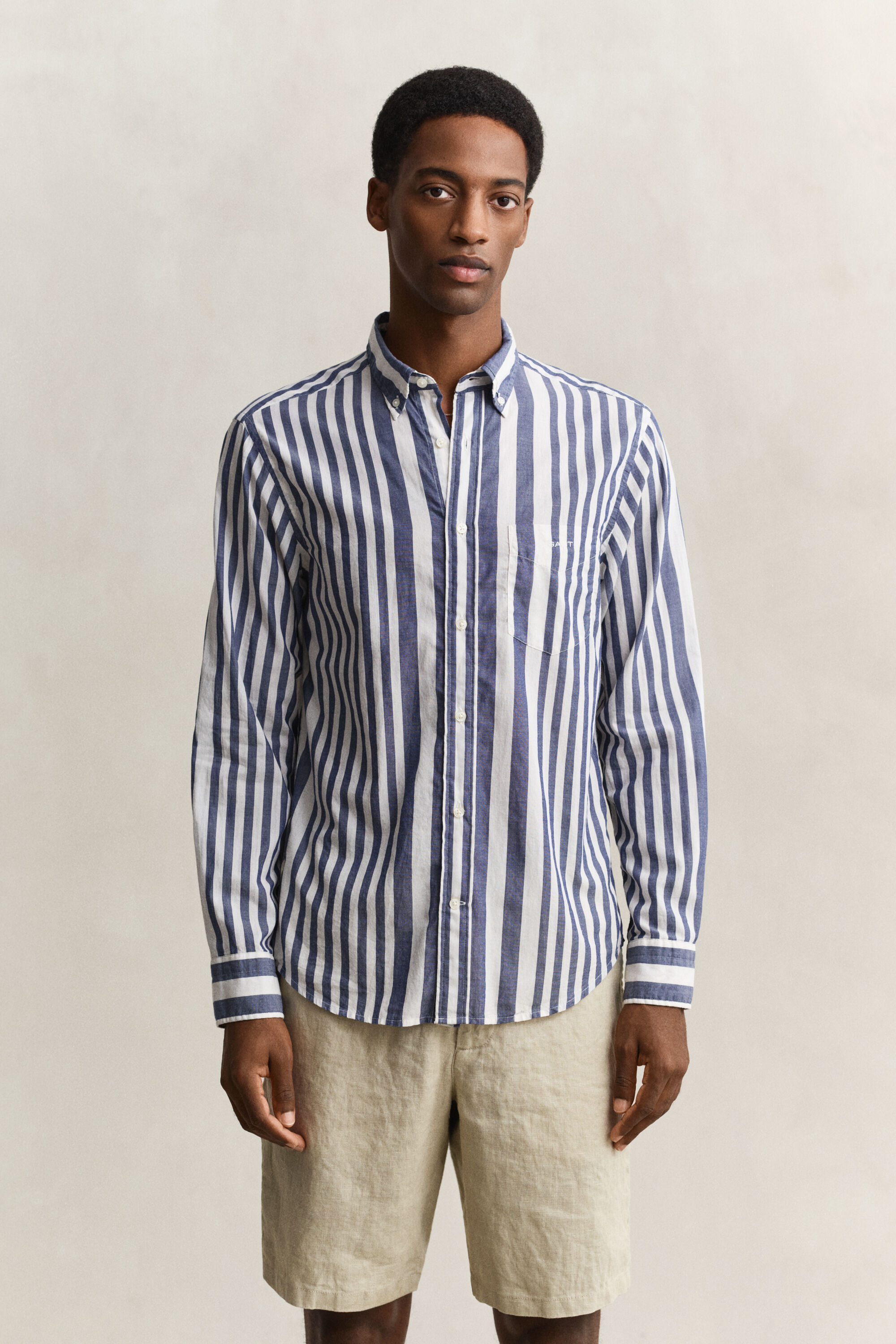 Chemise en voile de coton à rayures