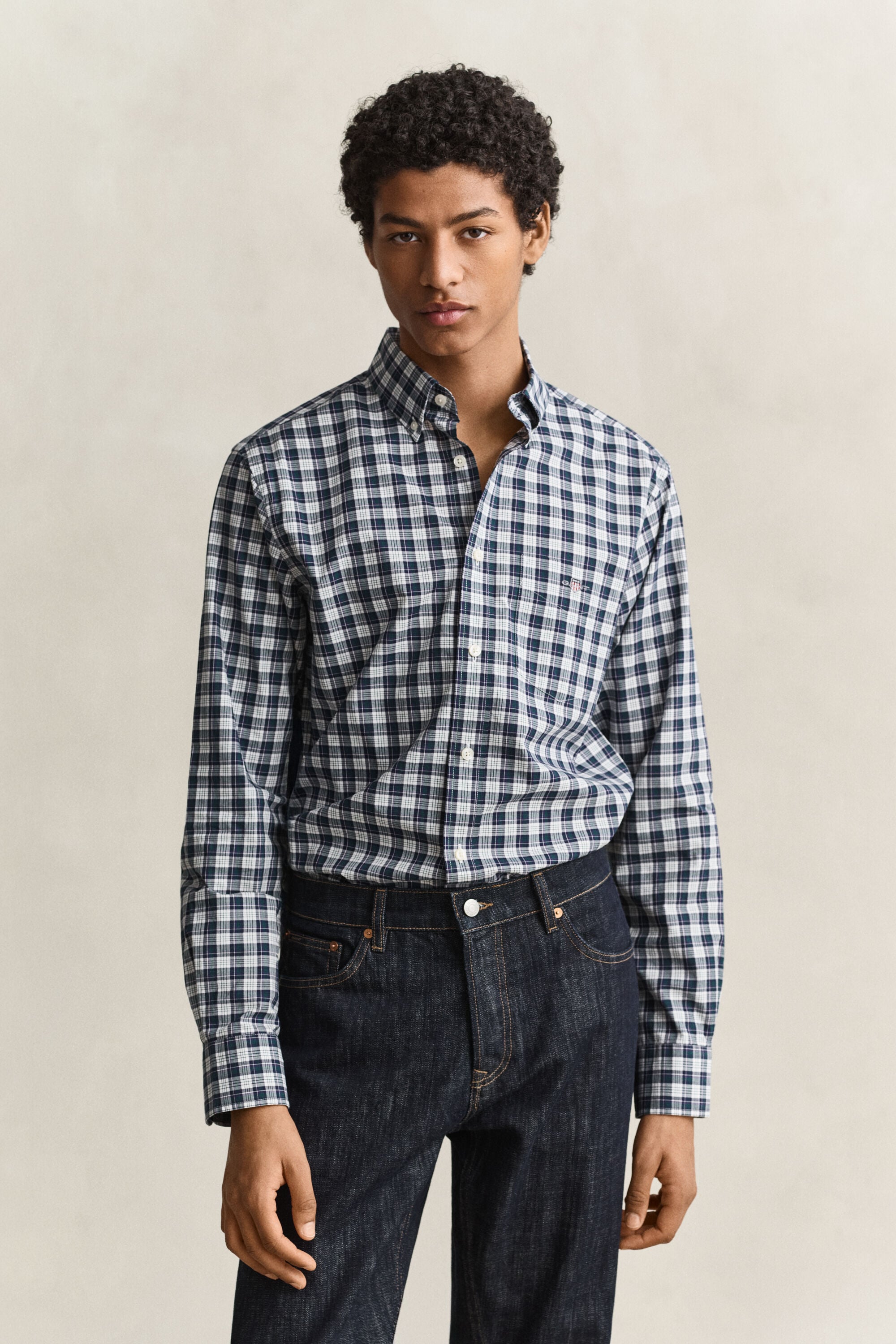 Geruit poplin hemd