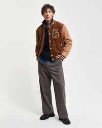 Katoenen Textured sweater met korte rits