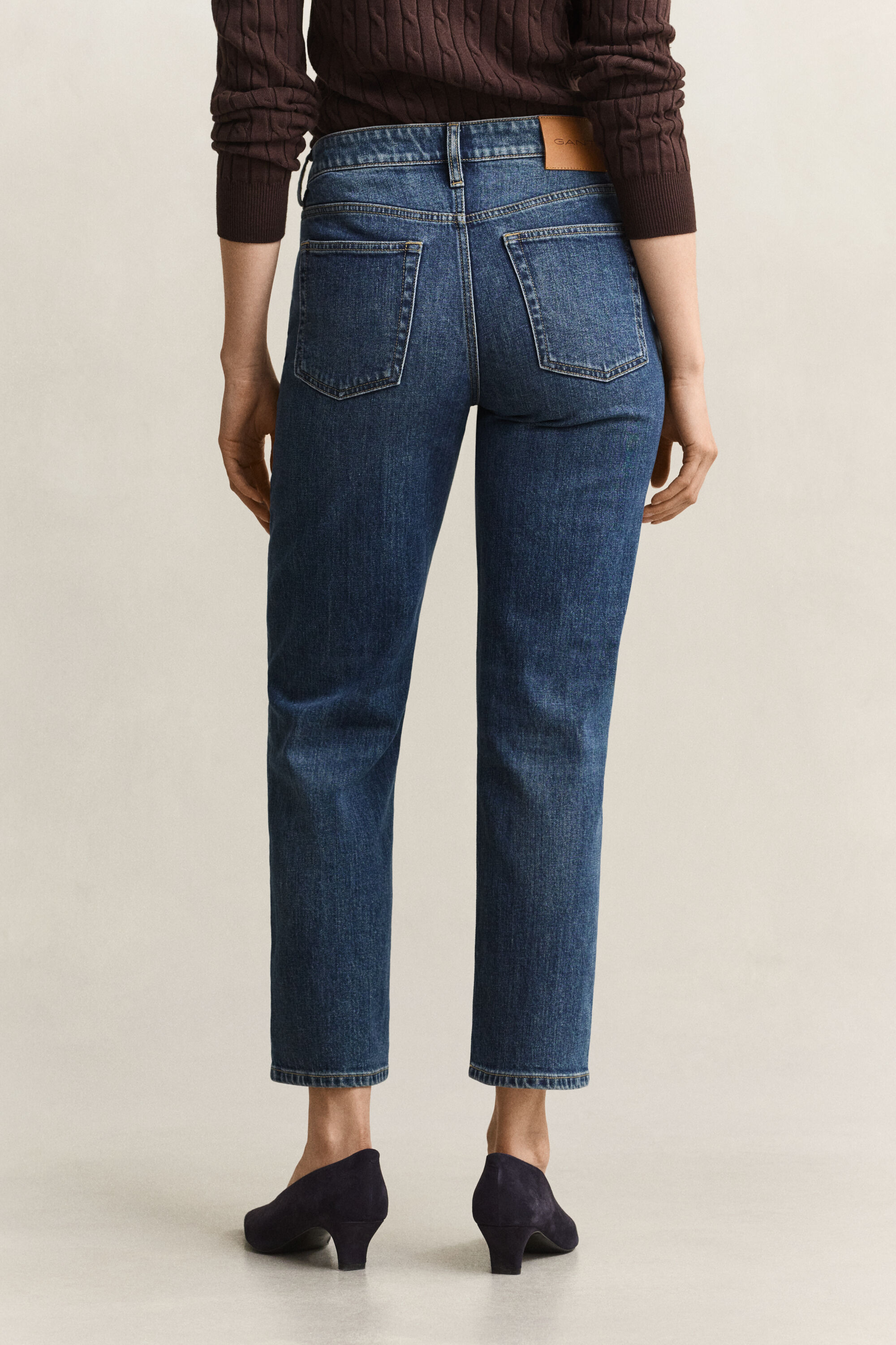 Cropped stretchjeans met rechte pijpen