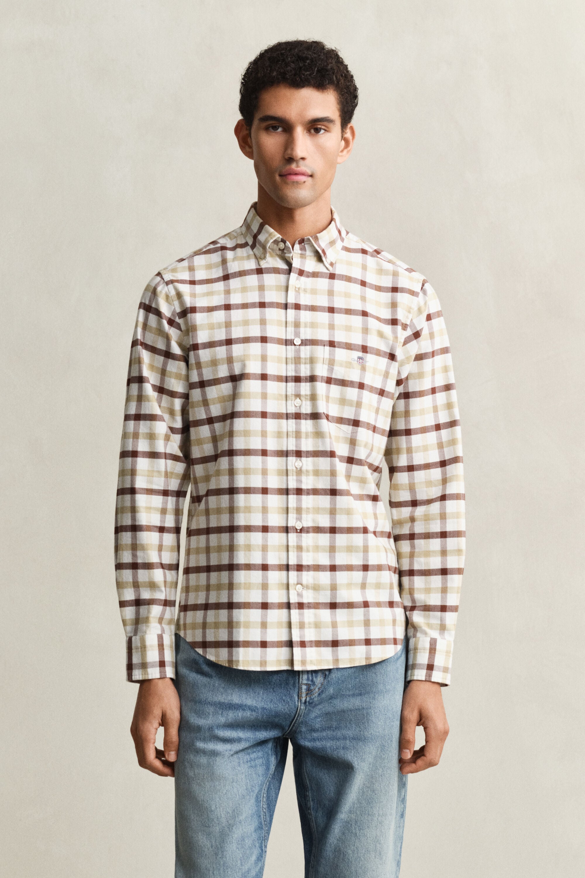 Regular Fit geruit Oxford-hemd