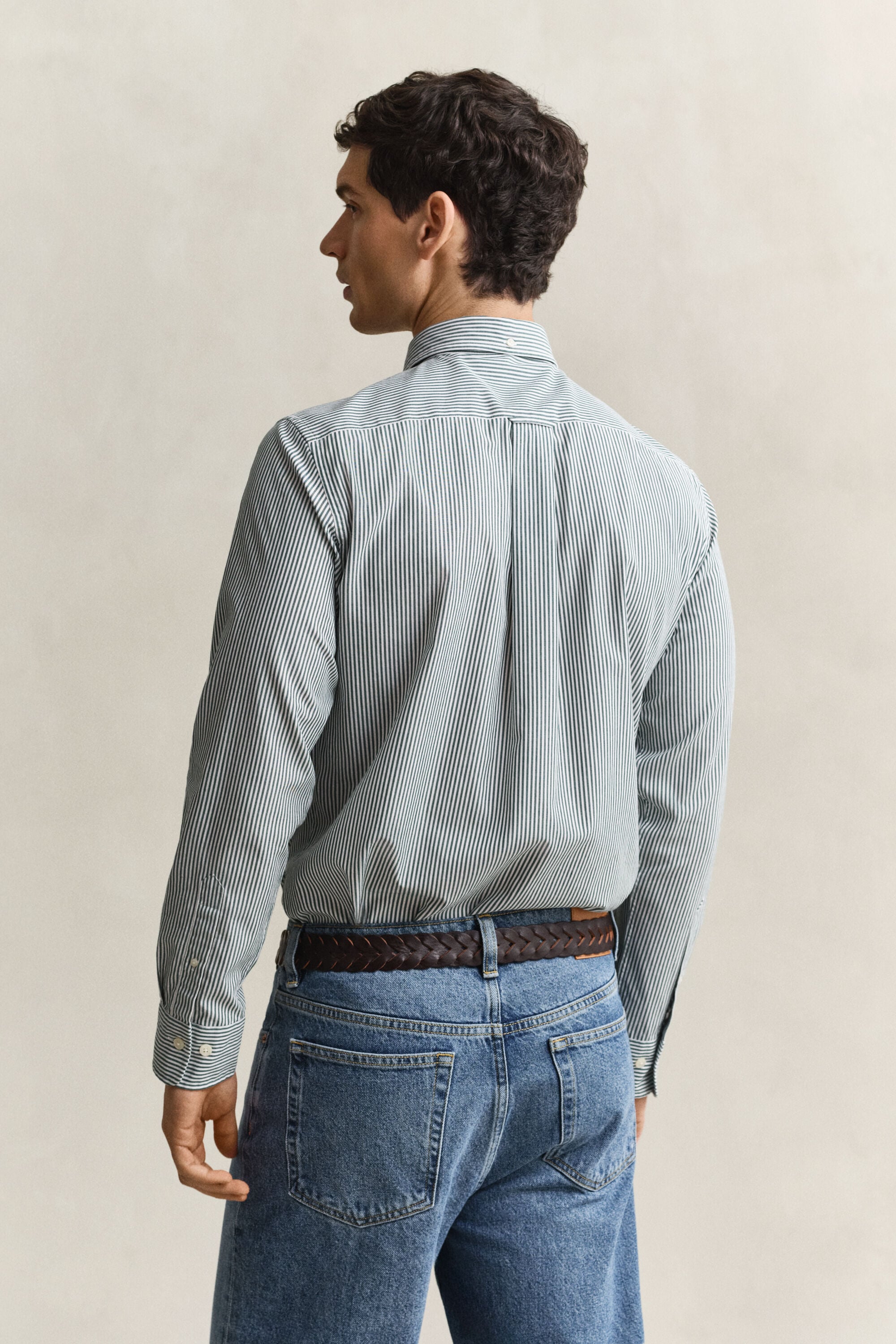 Classic Regular gestreept poplin hemd