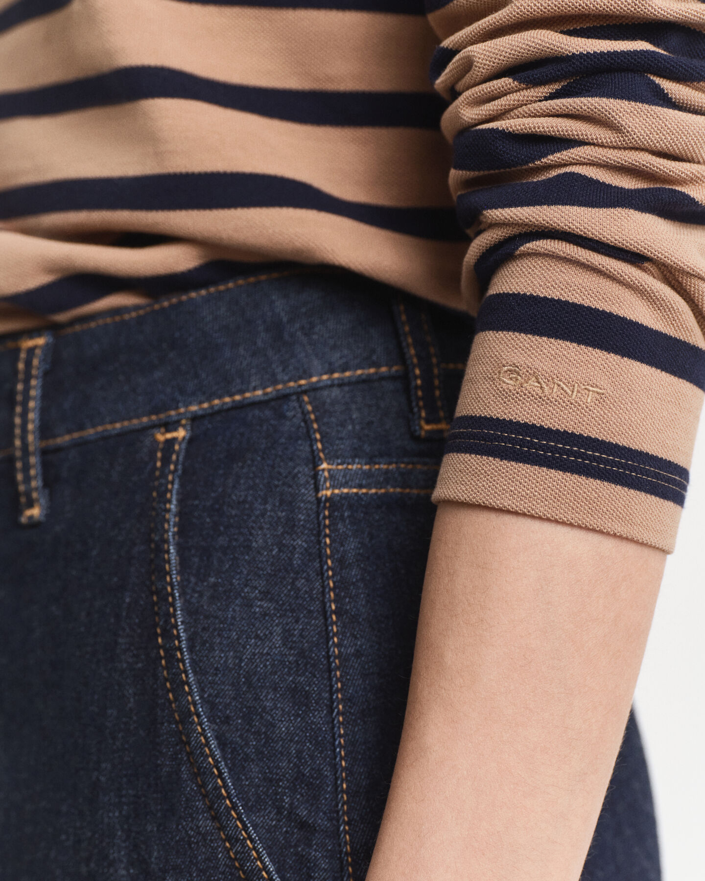 Polo en coton piqué à manches longues Breton Striped