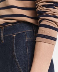 Polo en coton piqué à manches longues Breton Striped