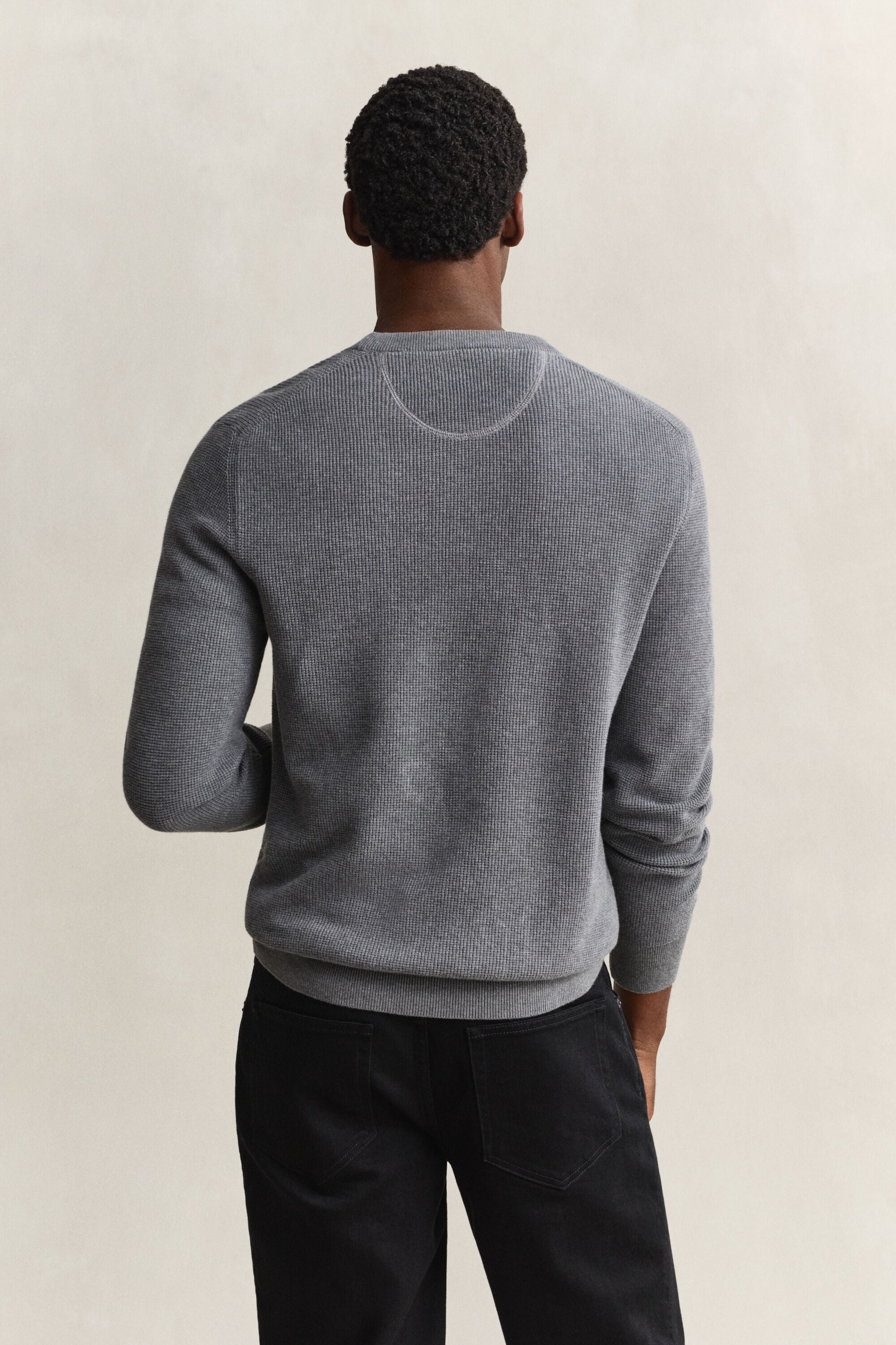 Pull col rond en coton texturé