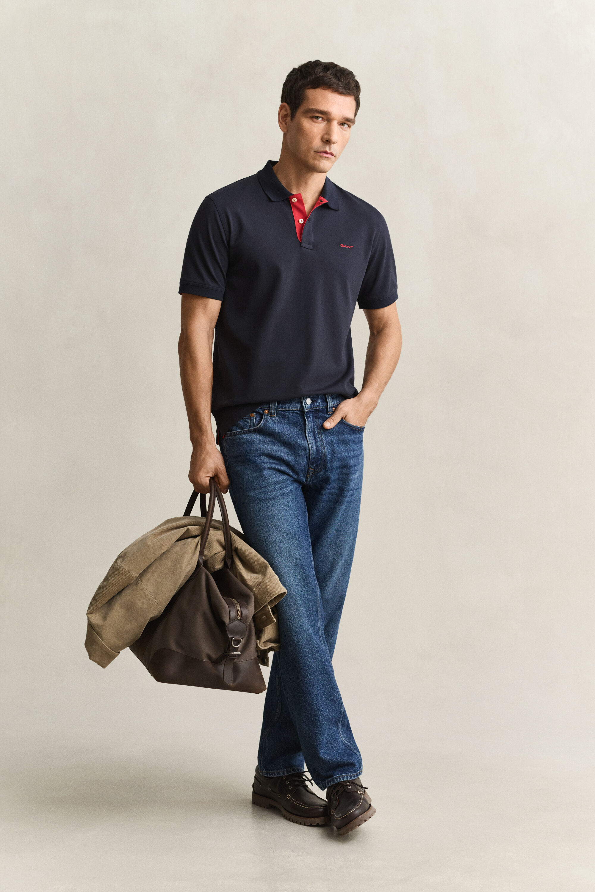 Piqué poloshirt met contrasterend detail