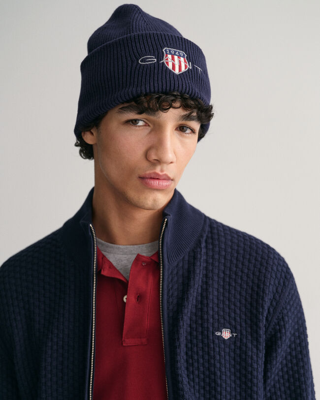 Katoenen vest met ritssluiting en textuur