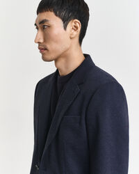 Veste blazer coupe slim en jersey piqué bicolore