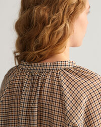 Chemisier en coton et soie &agrave; carreaux