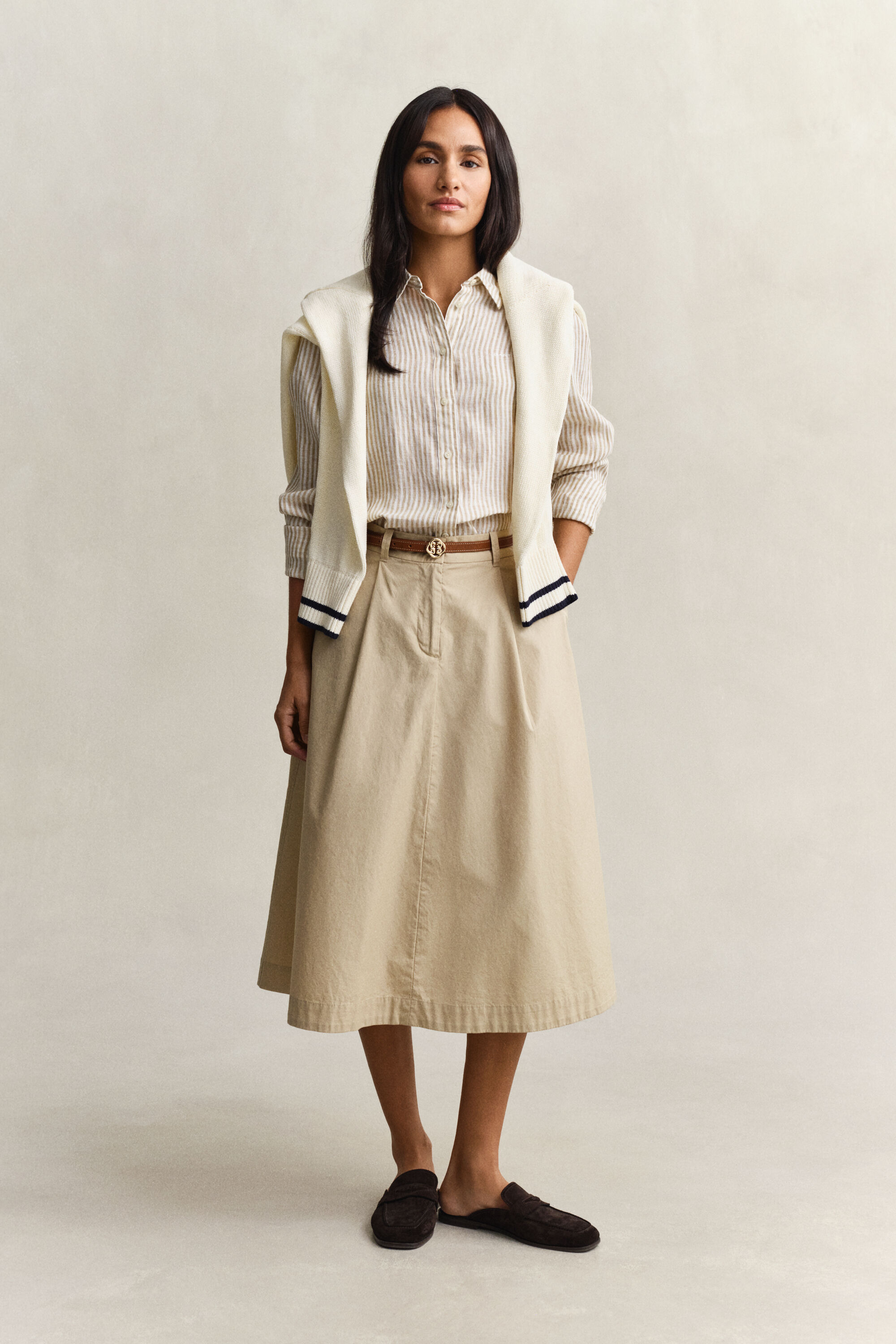 Chemise regular fit en lin à rayures