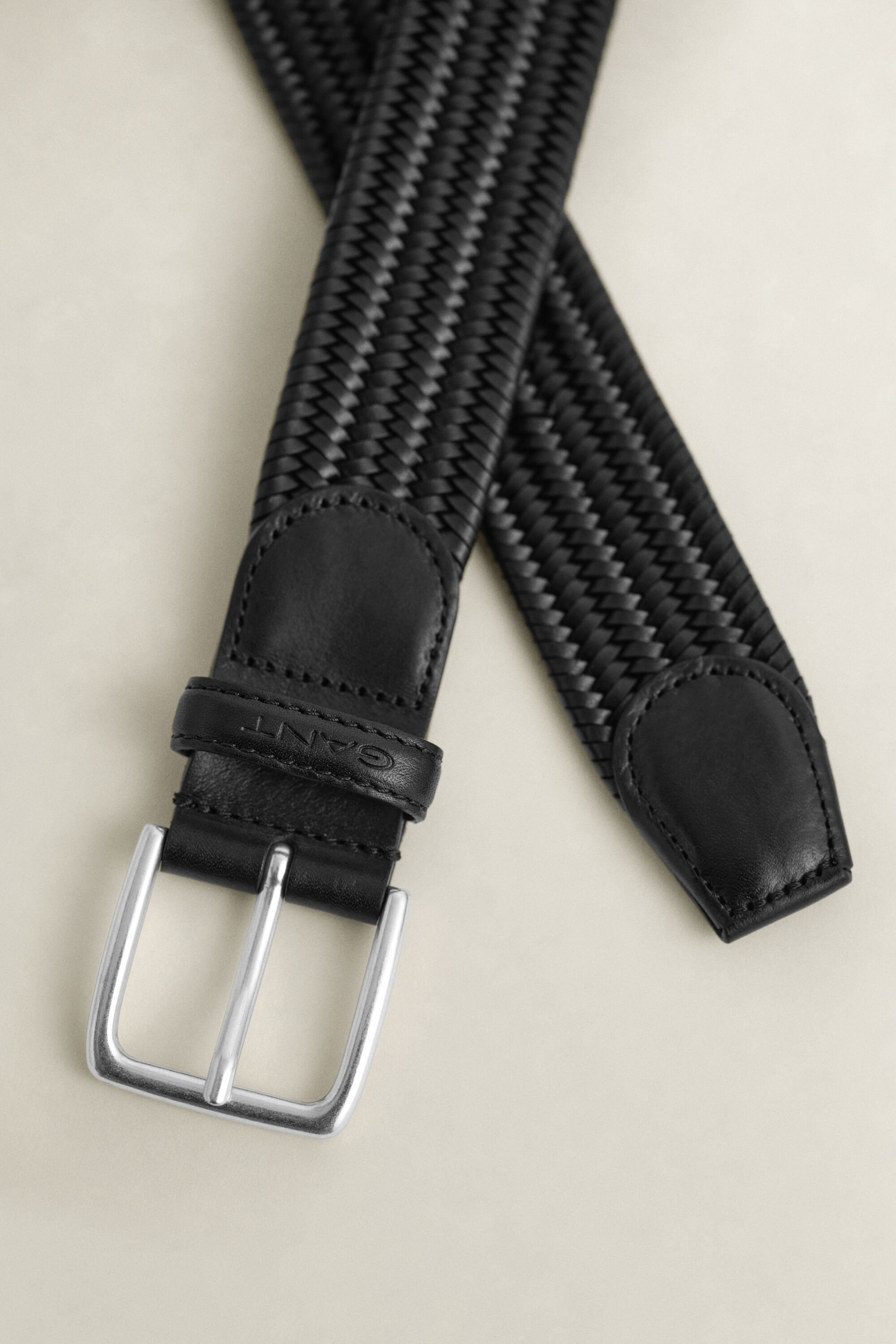 Ceinture élastique en cuir tressé