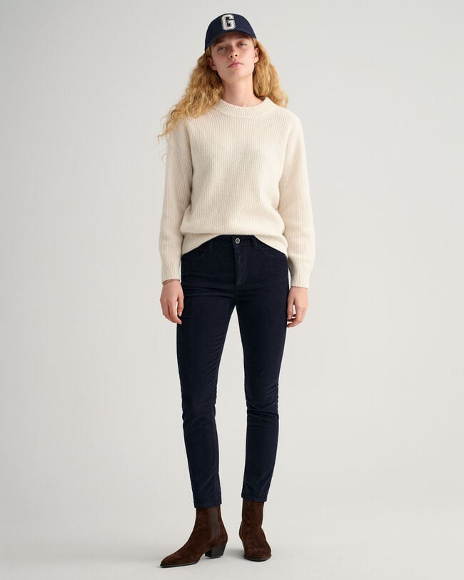 Farla Slim Fit cropped jeans van corduroy