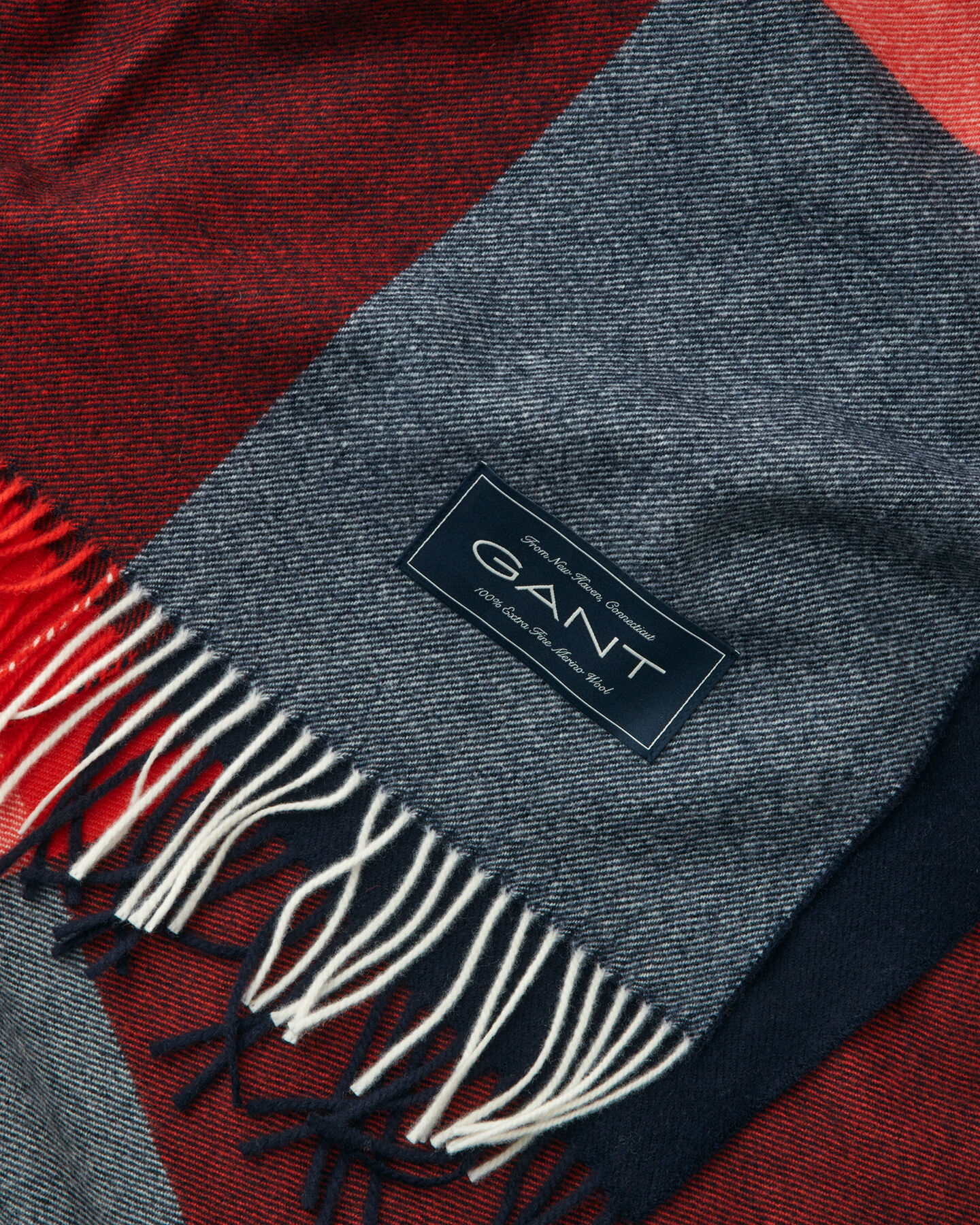 Jeté de lit en laine mérinos extra-fine à carreaux