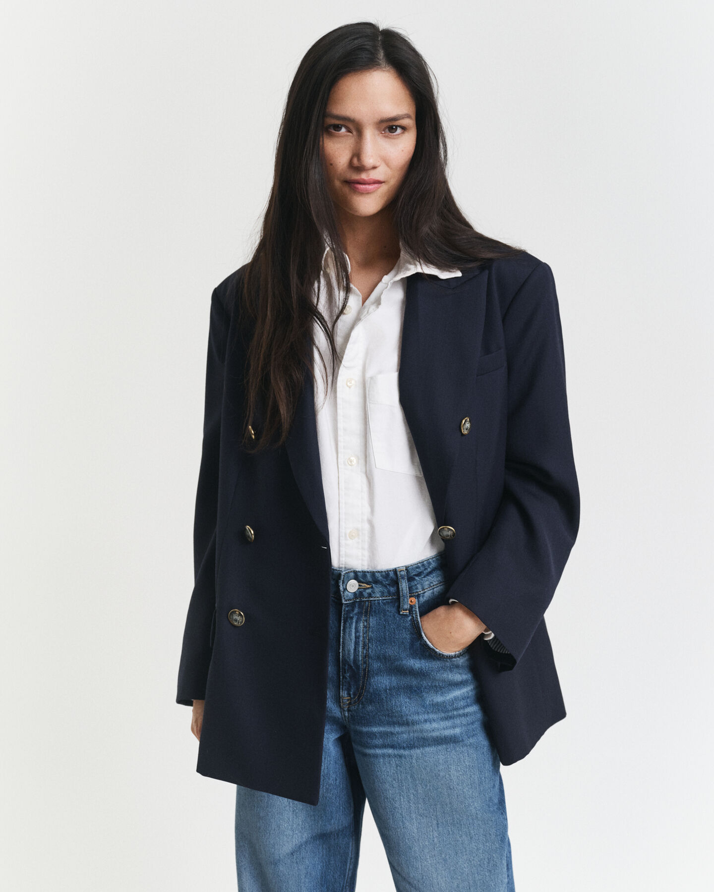 Veste blazer ultra-ample en laine Hopsack