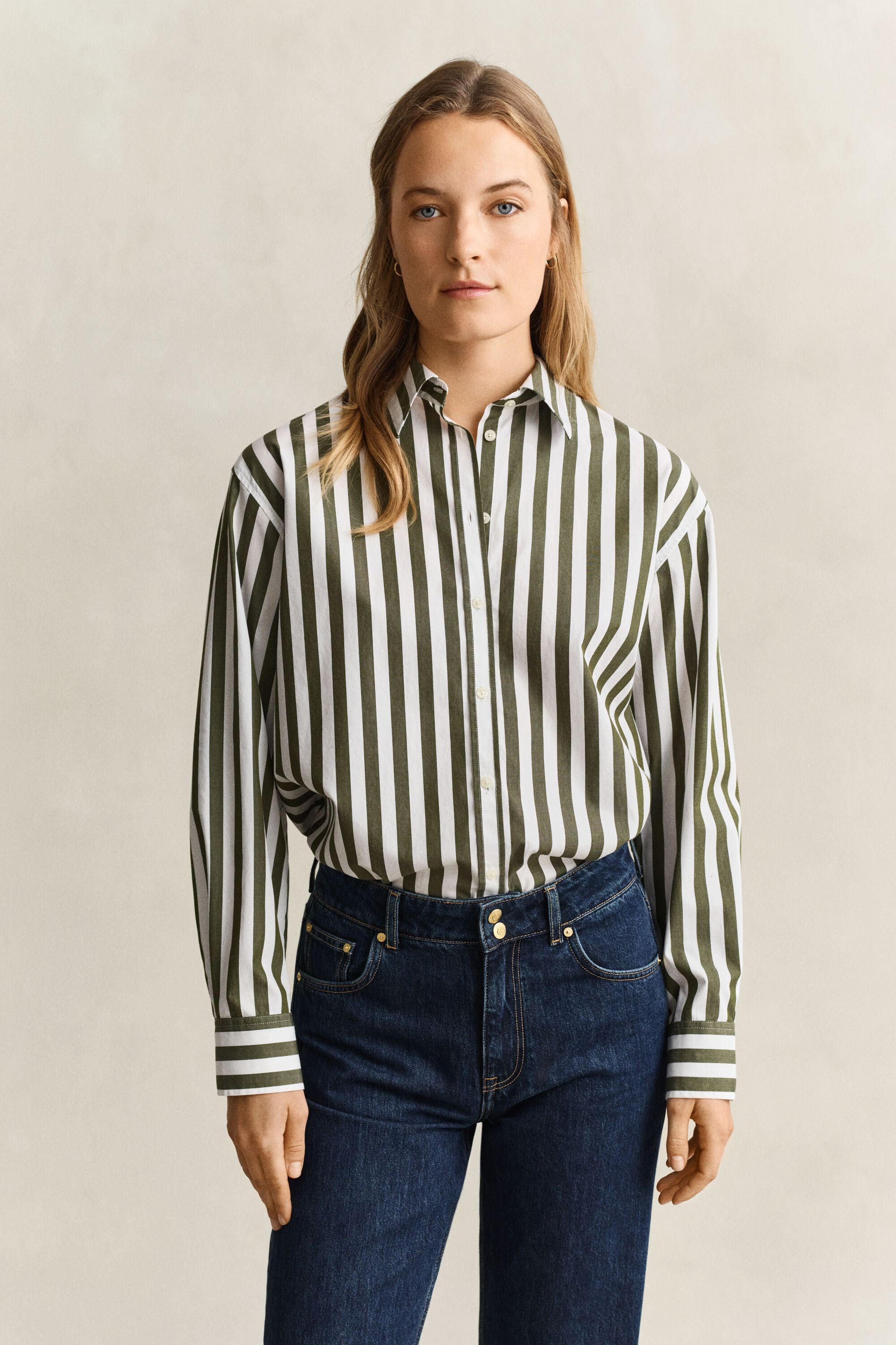 Chemise décontractée en popeline à rayures