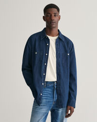 Relaxed Fit Indigo Textured hemd