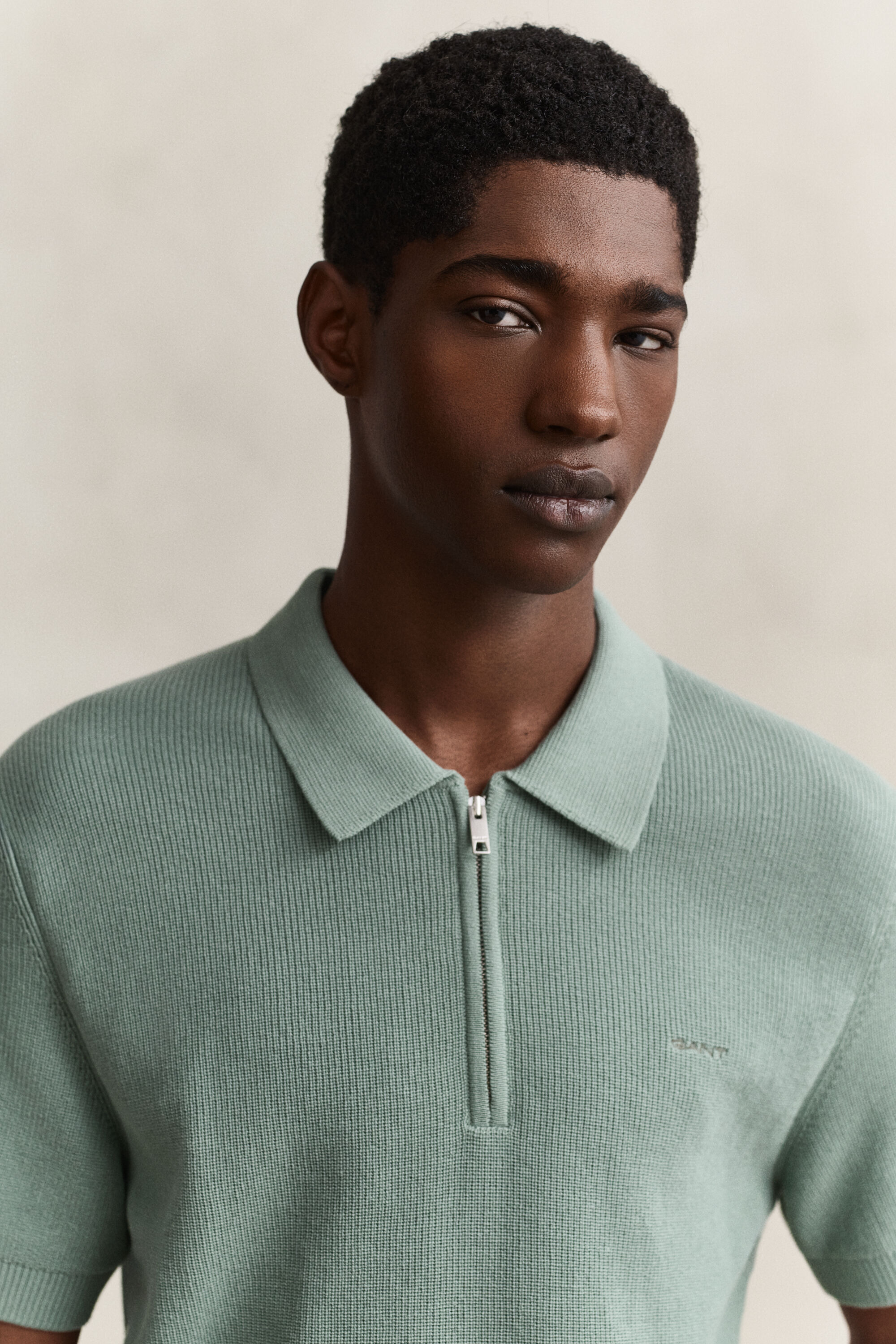 Polosweater van geribd katoen
