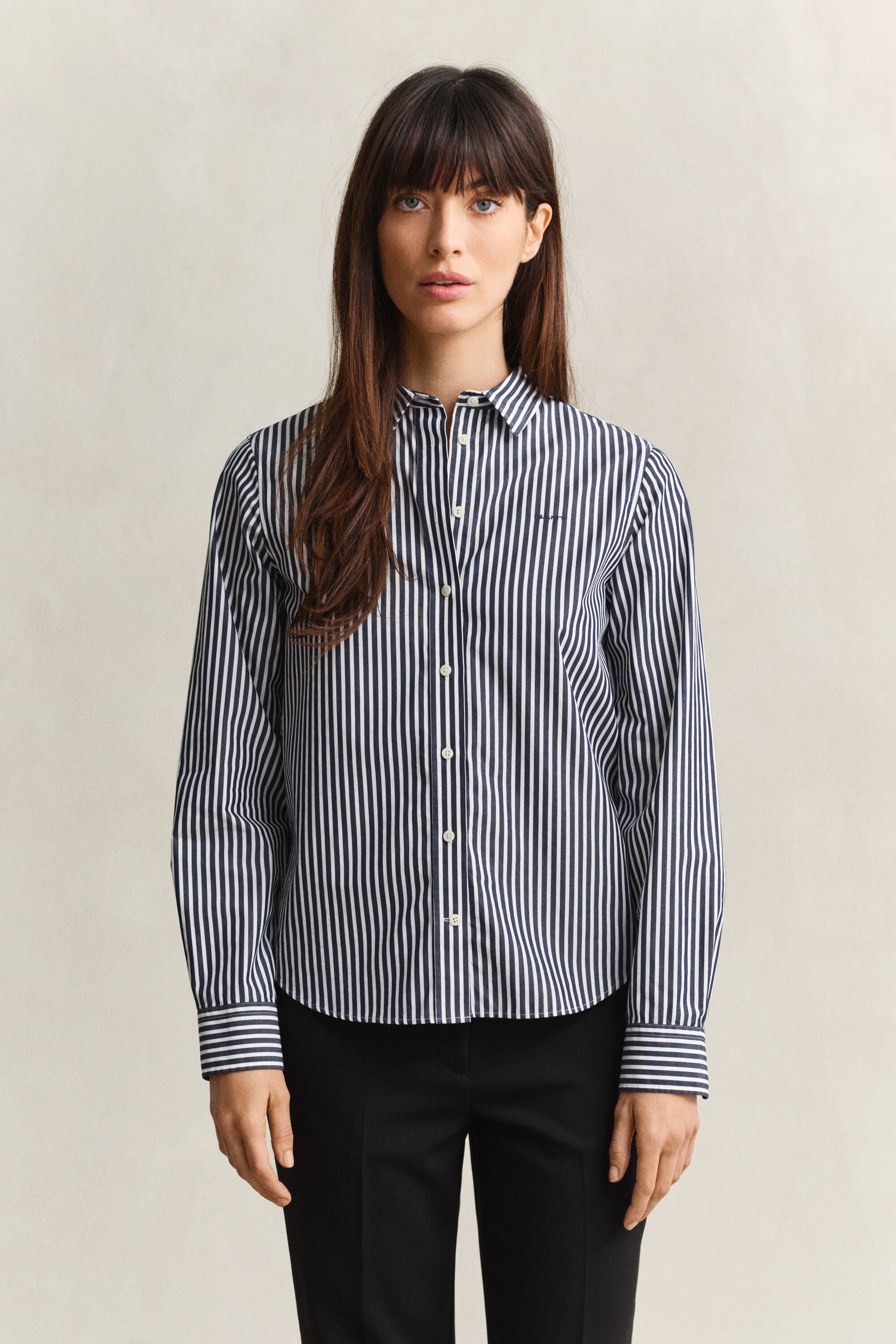 Chemise classique coupe regular en popeline à rayures