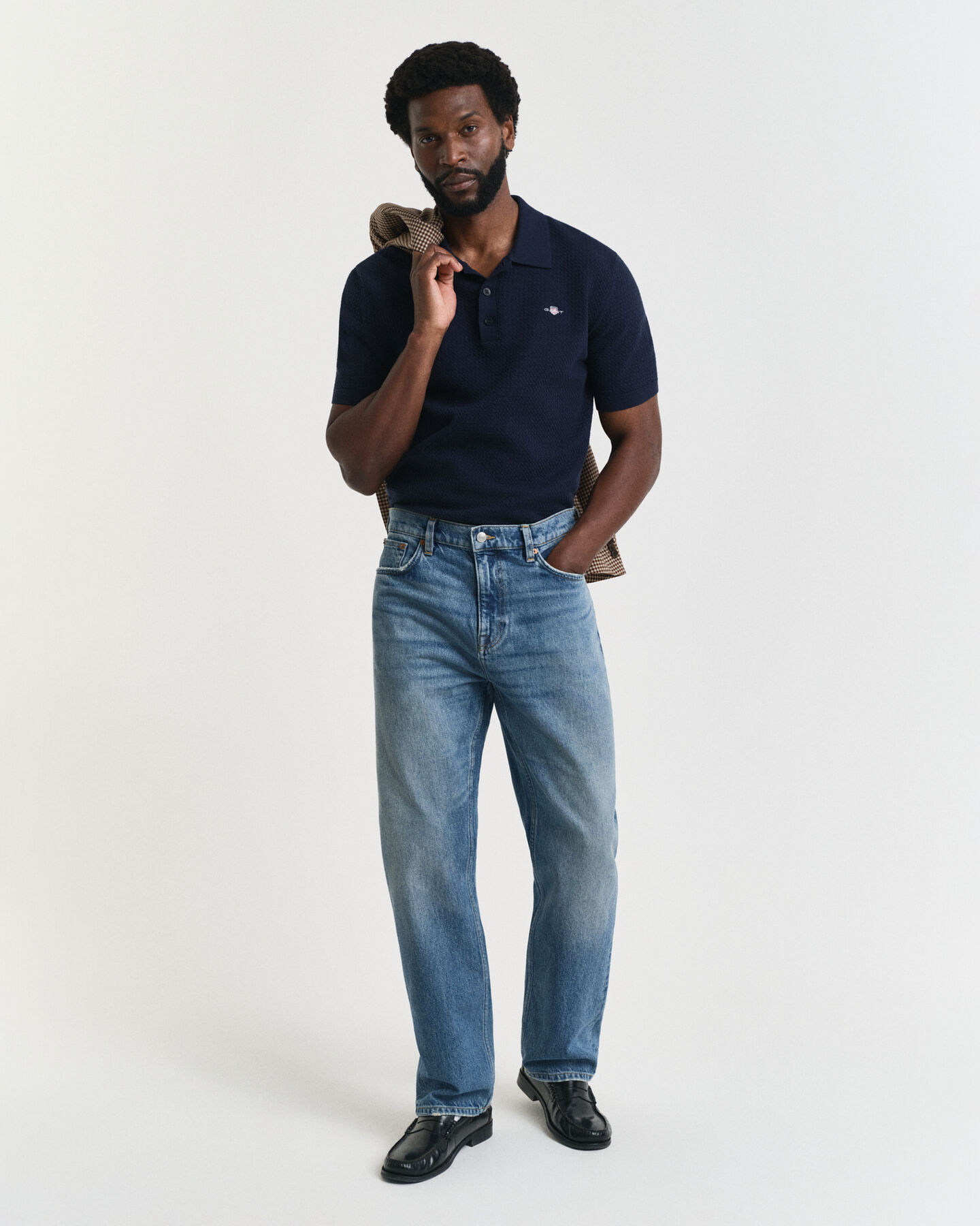 Polo en coton texturé