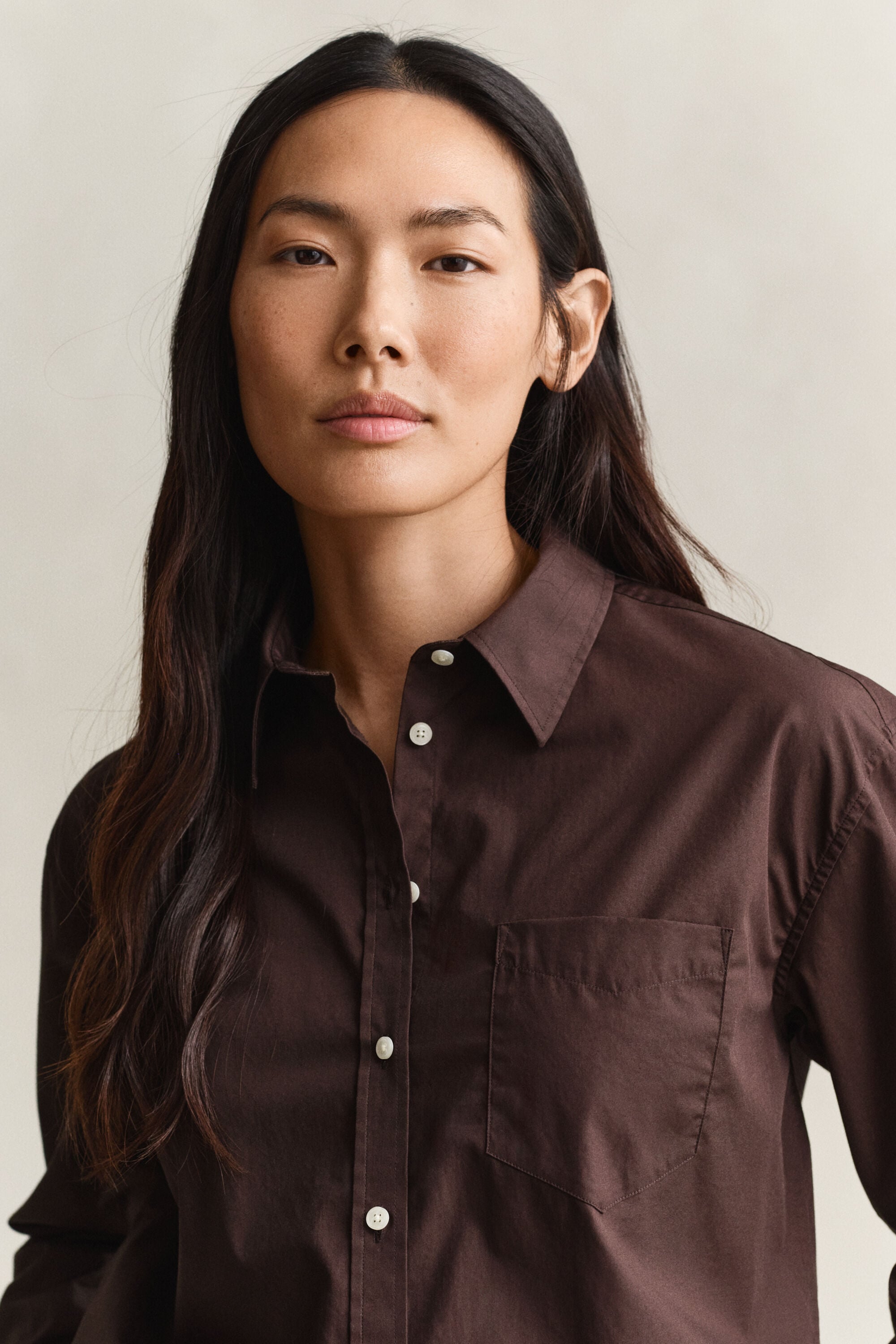 Chemise coupe décontractée en popeline classique