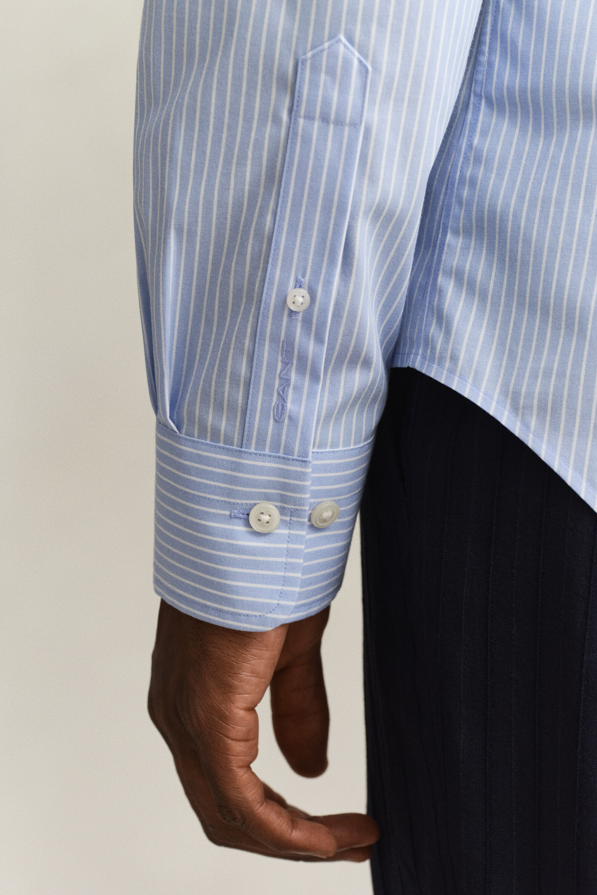 Gestreept overhemd van stretchpoplin