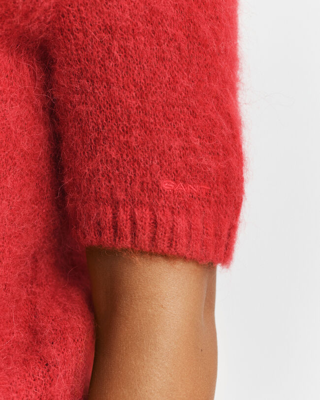 Trui van mohairmix met ronde hals en korte mouwen