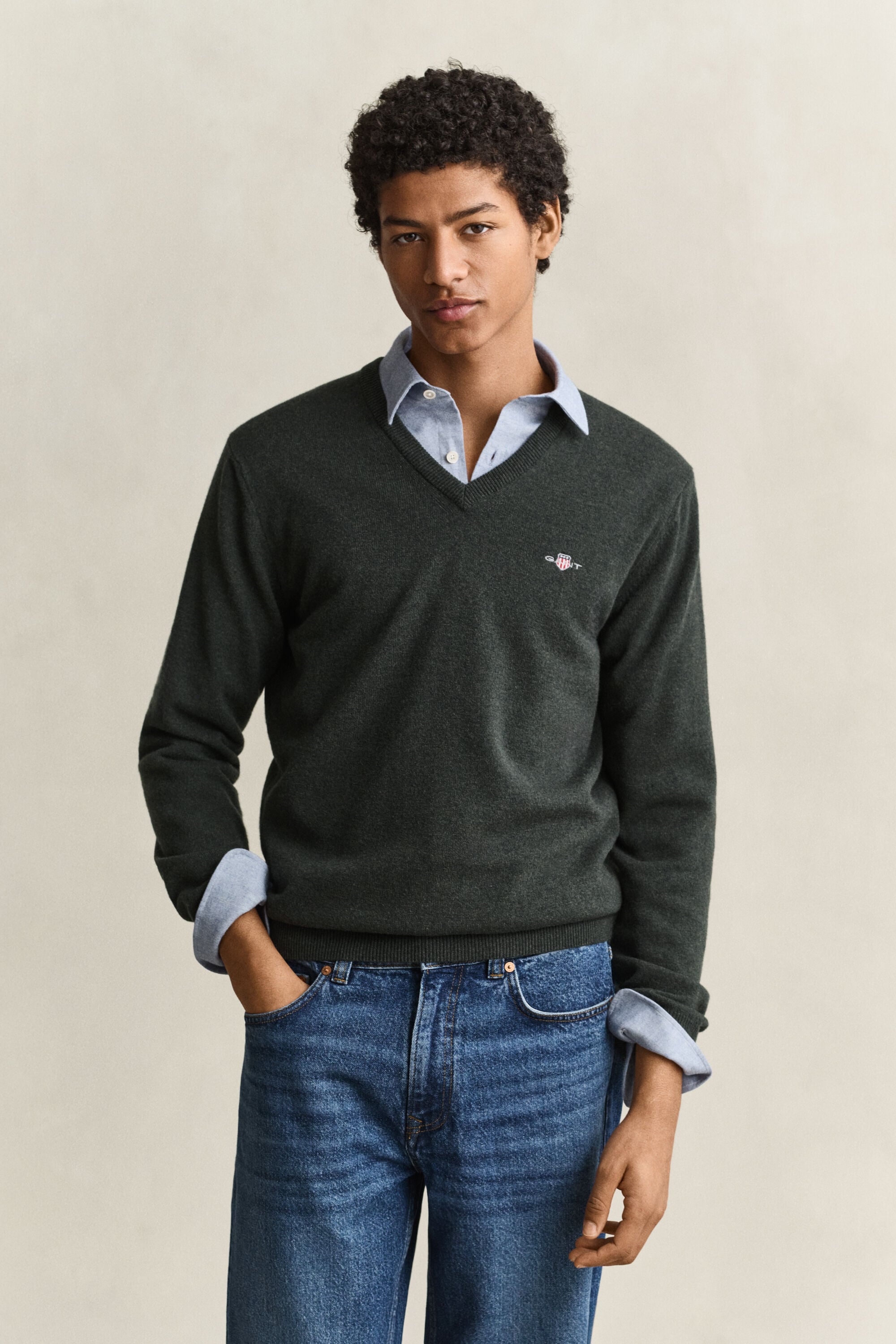 Pull col V en laine d’agneau