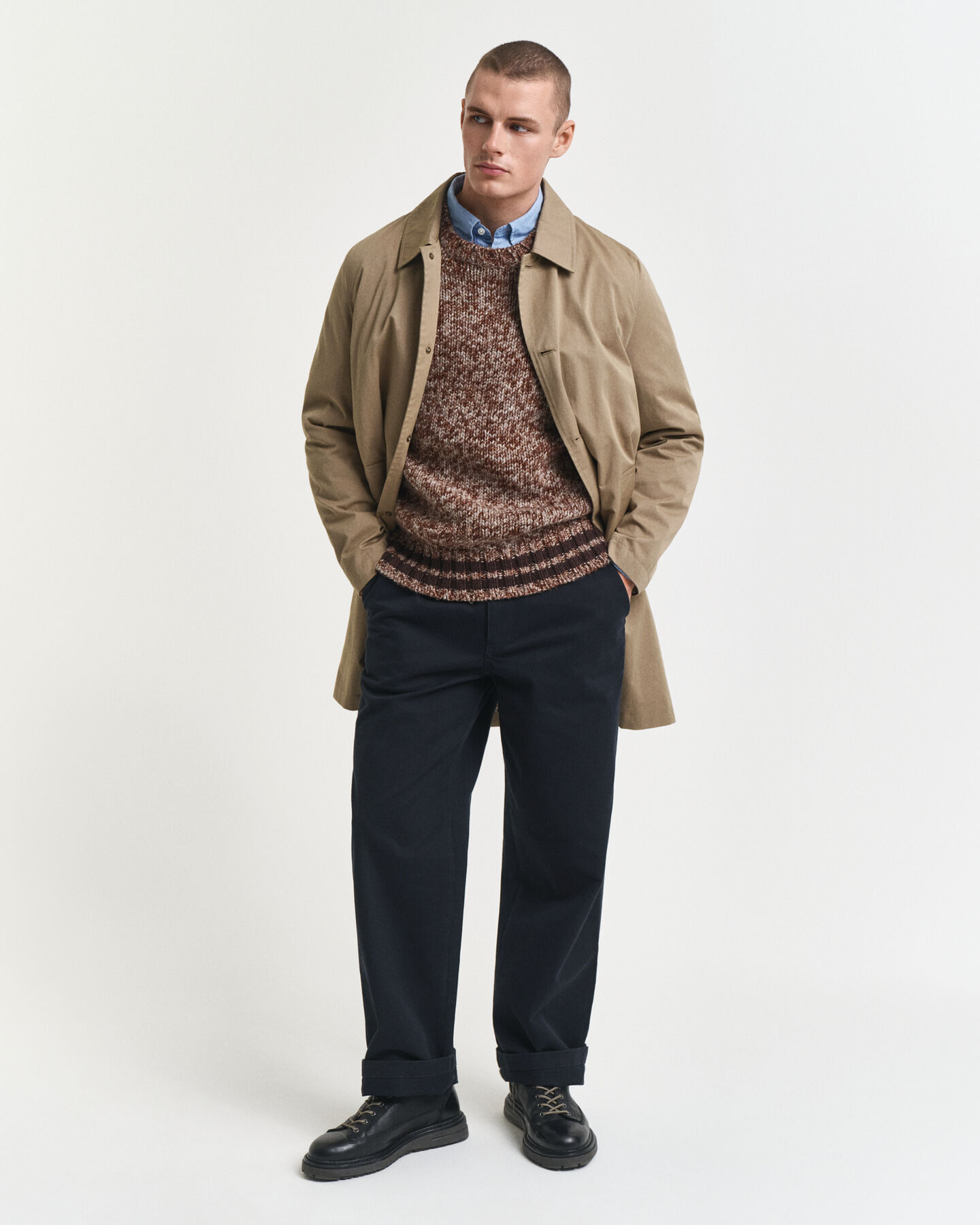 Trui met ronde hals van gemêleerde wol