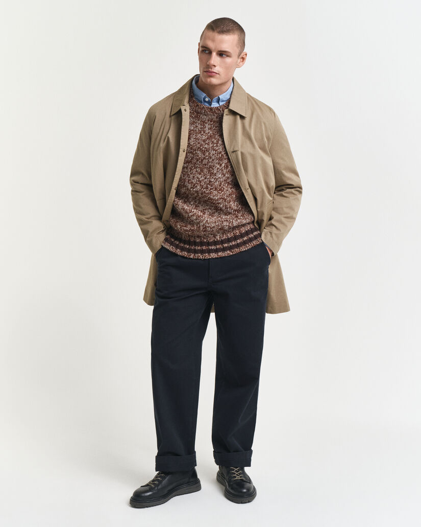 Pull col rond en laine chin&eacute;e